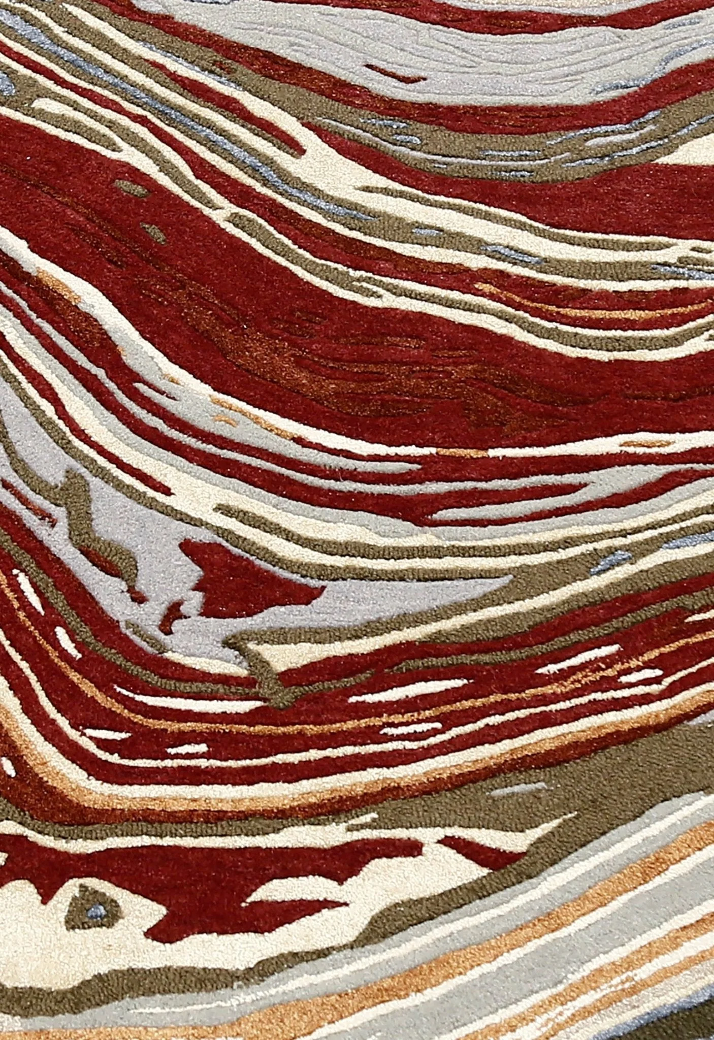 Fossil Modern Terracotta Maroon And Beige Hand Tufted 5x8 Wool Rug - Image 6