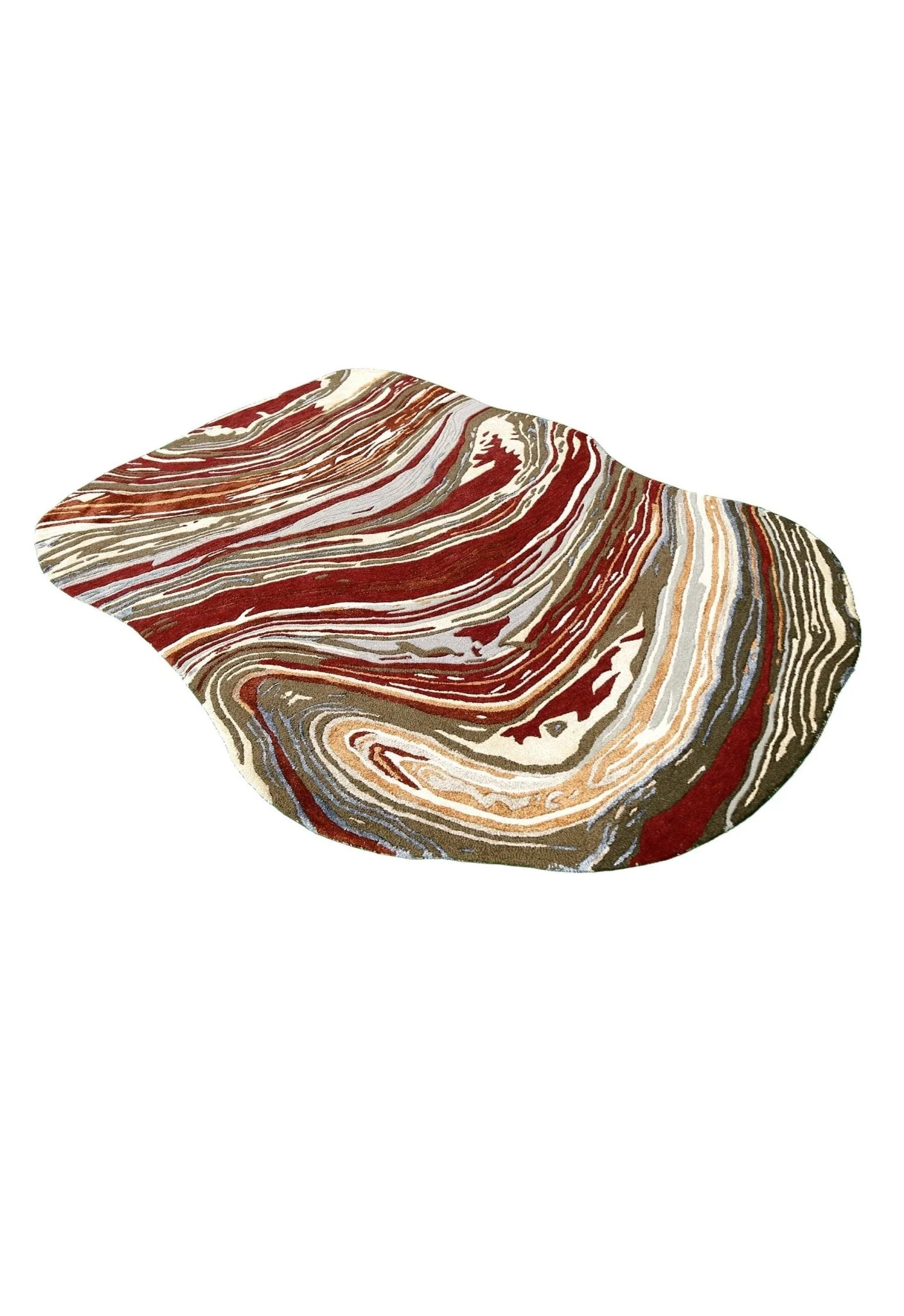 Fossil Modern Terracotta Maroon And Beige Hand Tufted 5x8 Wool Rug - Image 8