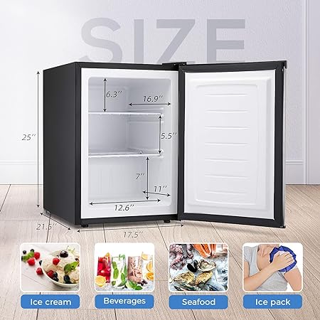 Free Standing Upright Freezer with Removable Shelf, Adjustable Thermostat, Compact Reversible Single Door Vertical Freezers - Image 17