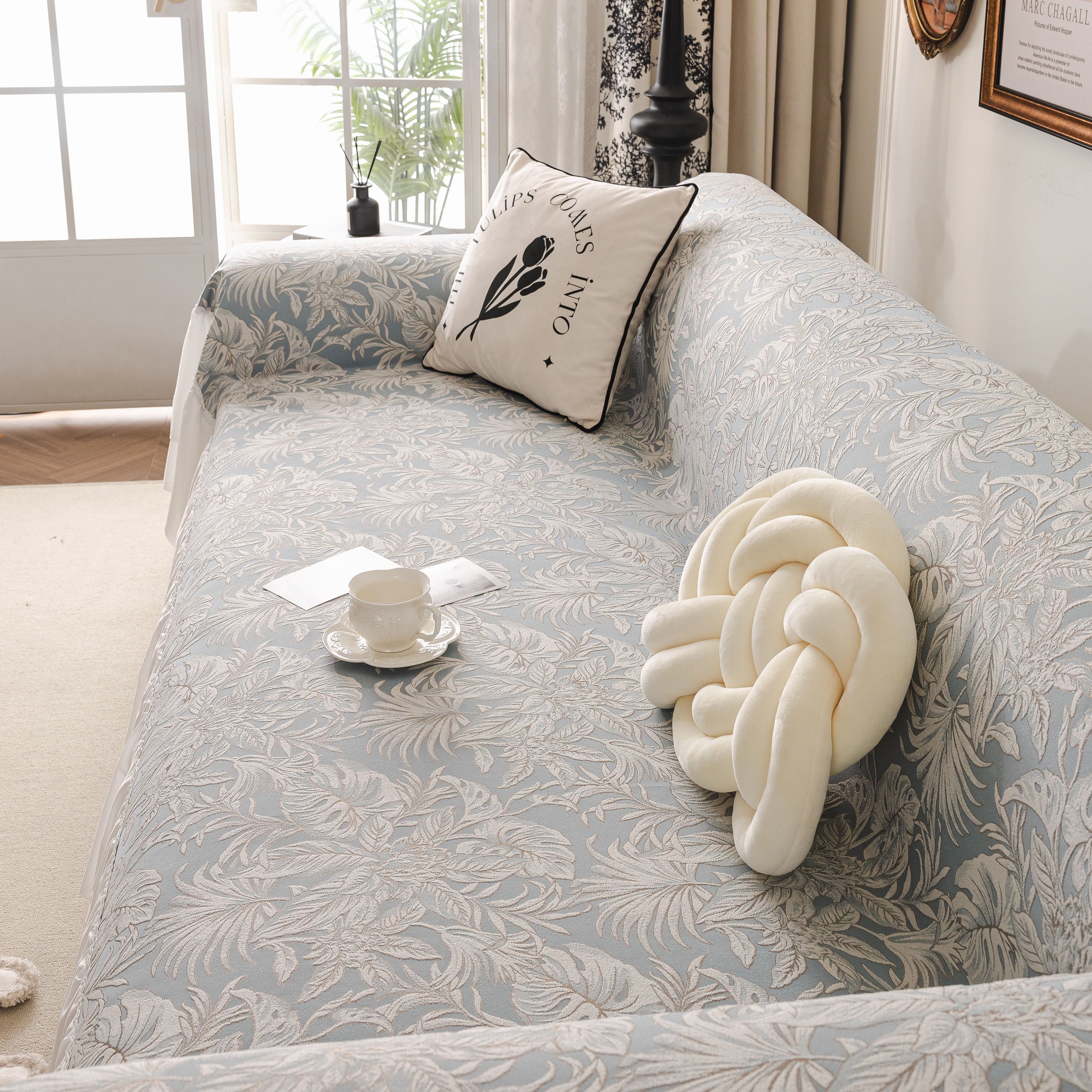 French Chic Style Ruffle Floral Cover Throws for Sofas, Decorative Couch Covers - Image 11