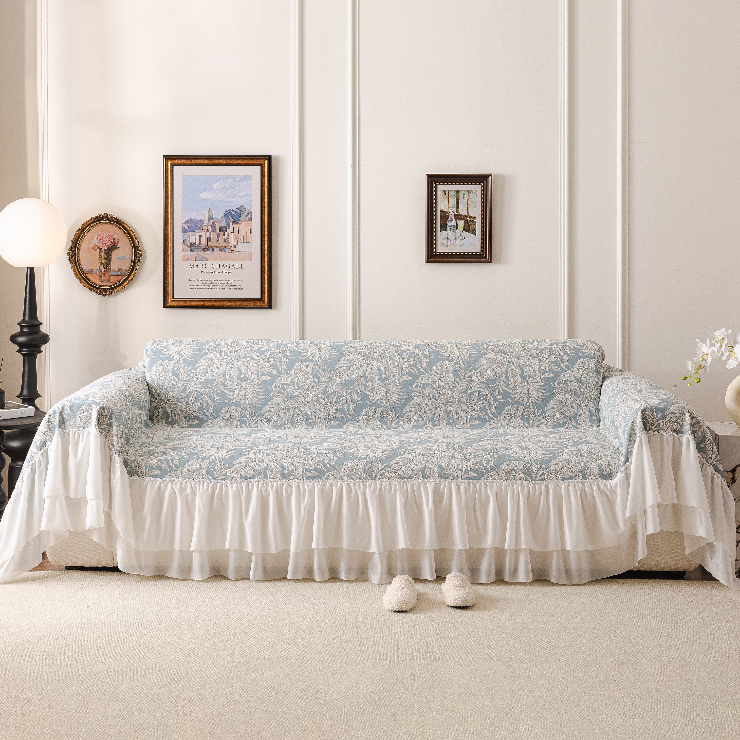 French Chic Style Ruffle Floral Cover Throws for Sofas, Decorative Couch Covers - Image 2