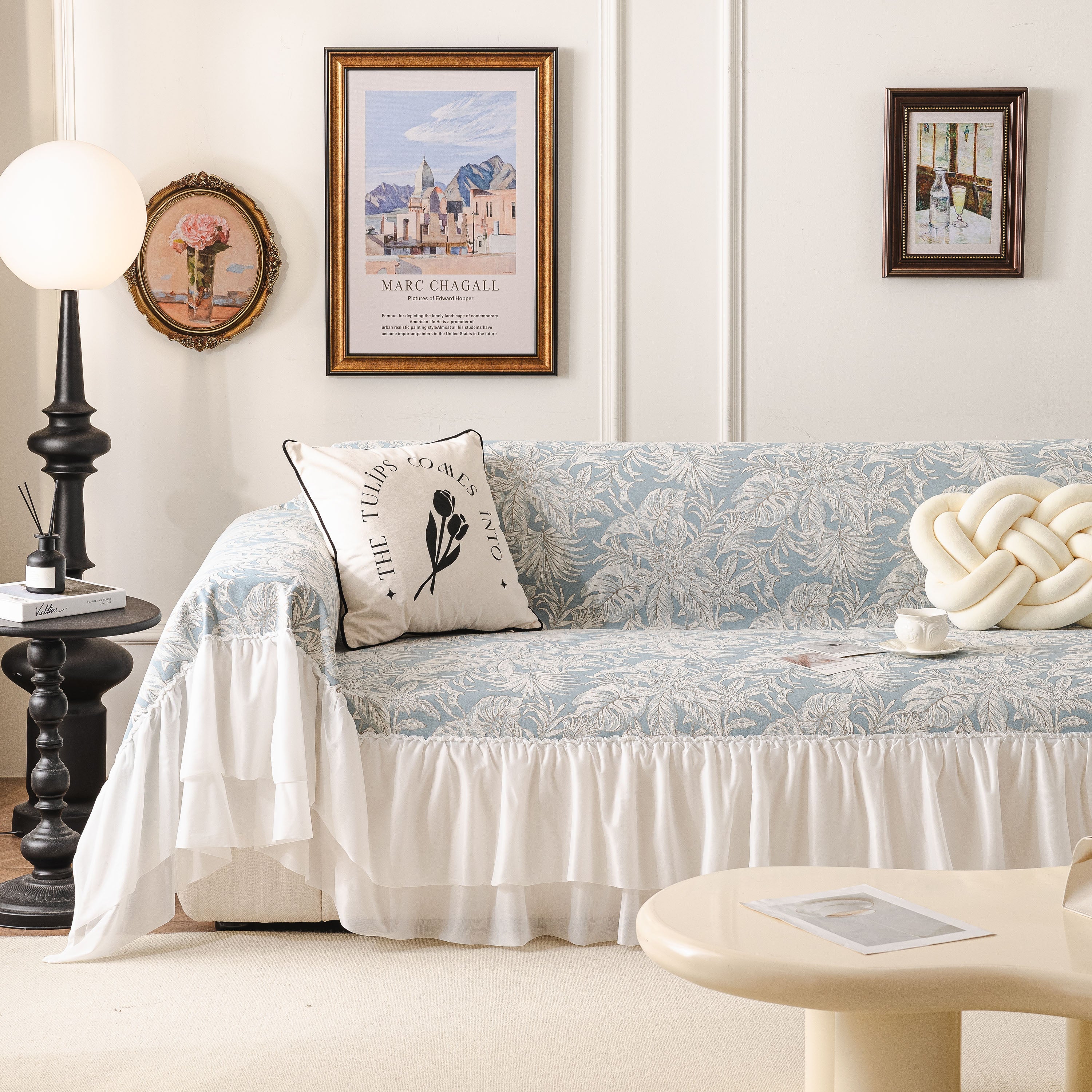 French Chic Style Ruffle Floral Cover Throws for Sofas, Decorative Couch Covers - Image 23