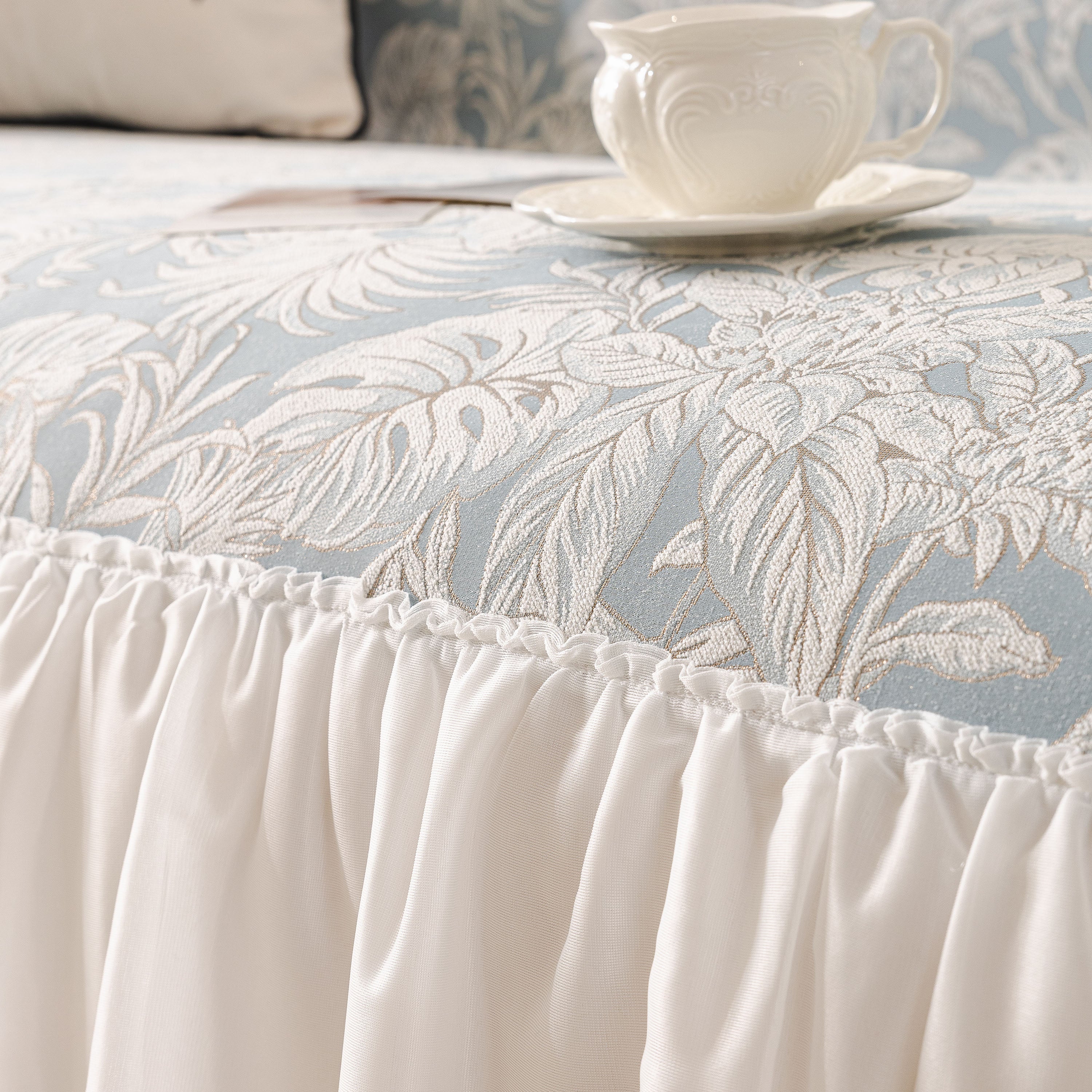 French Chic Style Ruffle Floral Cover Throws for Sofas, Decorative Couch Covers - Image 24