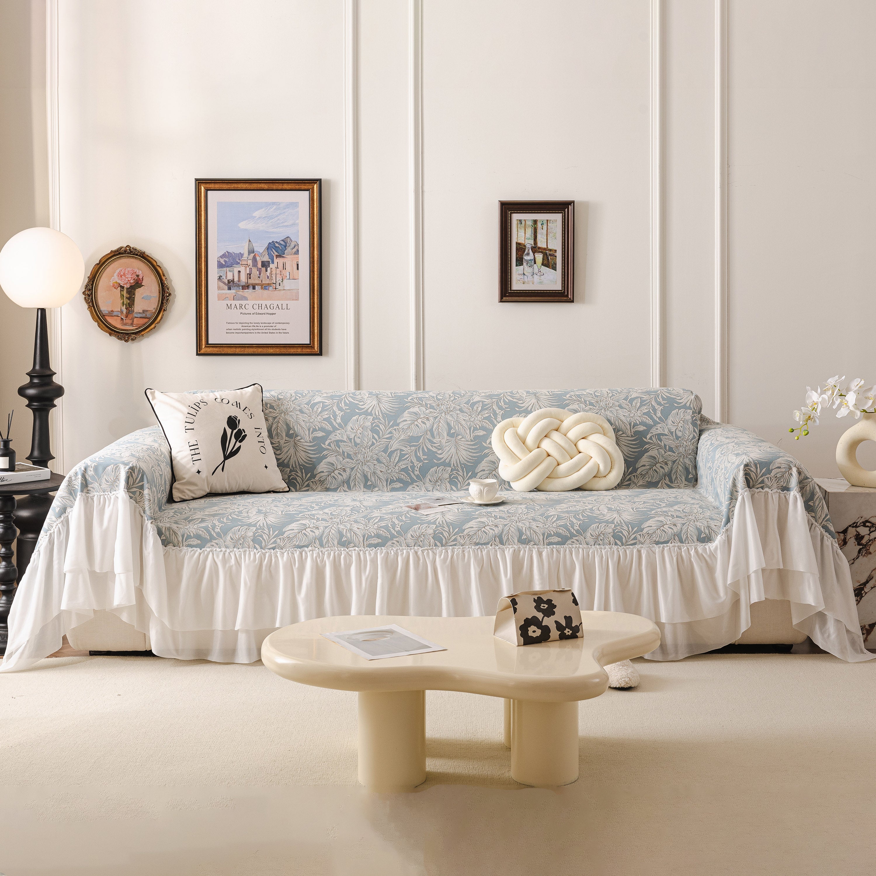 French Chic Style Ruffle Floral Cover Throws for Sofas, Decorative Couch Covers - Image 30