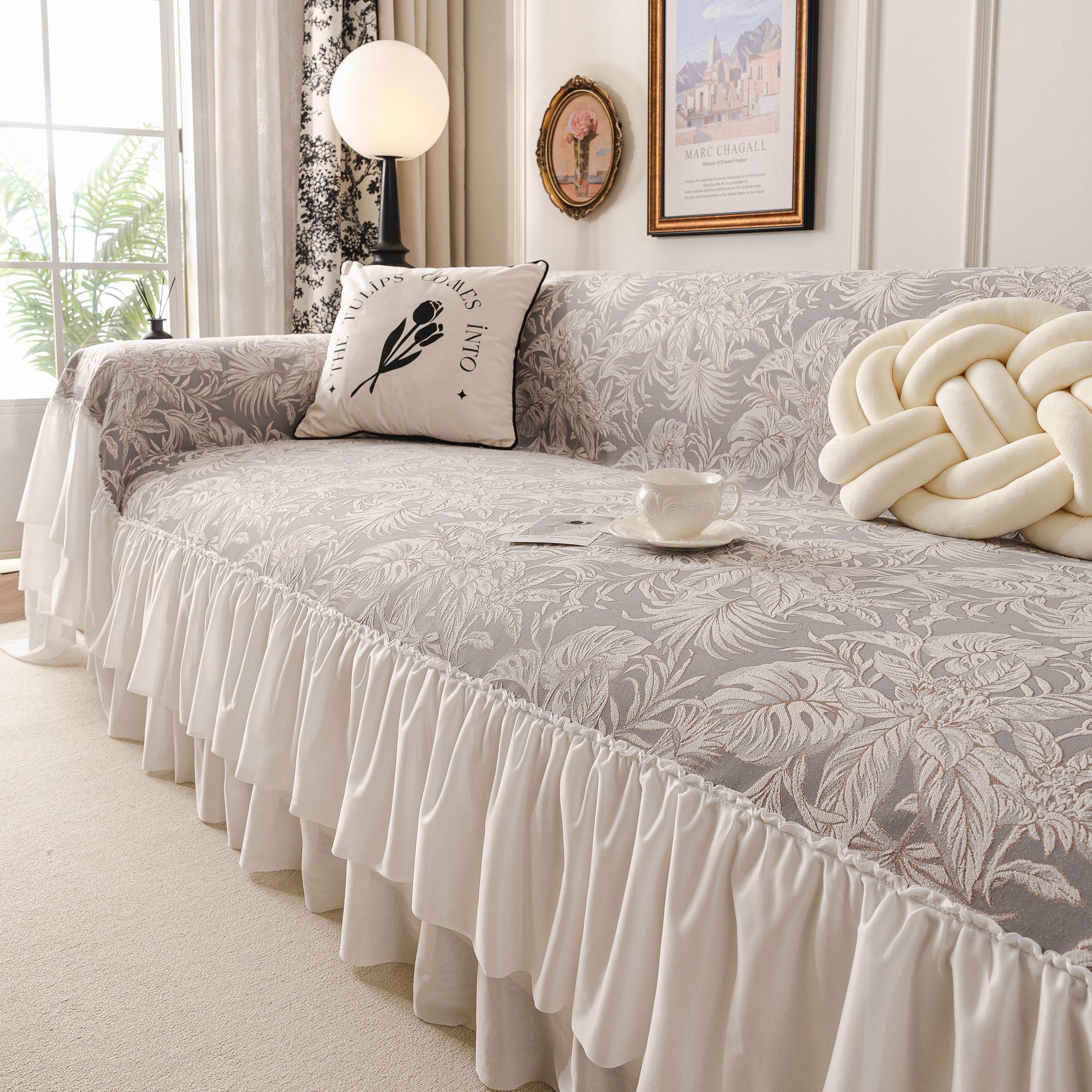 French Chic Style Ruffle Floral Cover Throws for Sofas, Decorative Couch Covers - Image 31