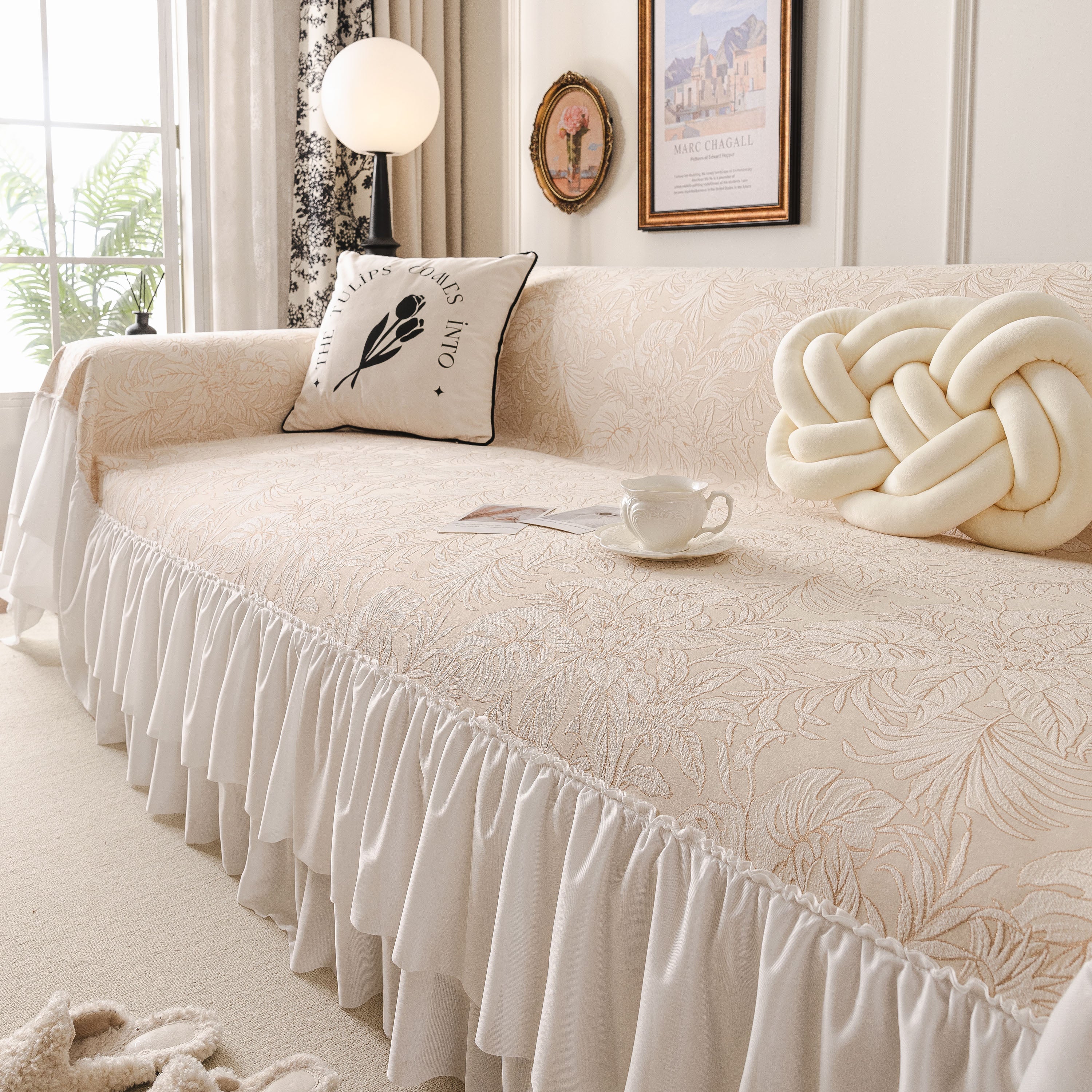 French Chic Style Ruffle Floral Cover Throws for Sofas, Decorative Couch Covers - Image 32