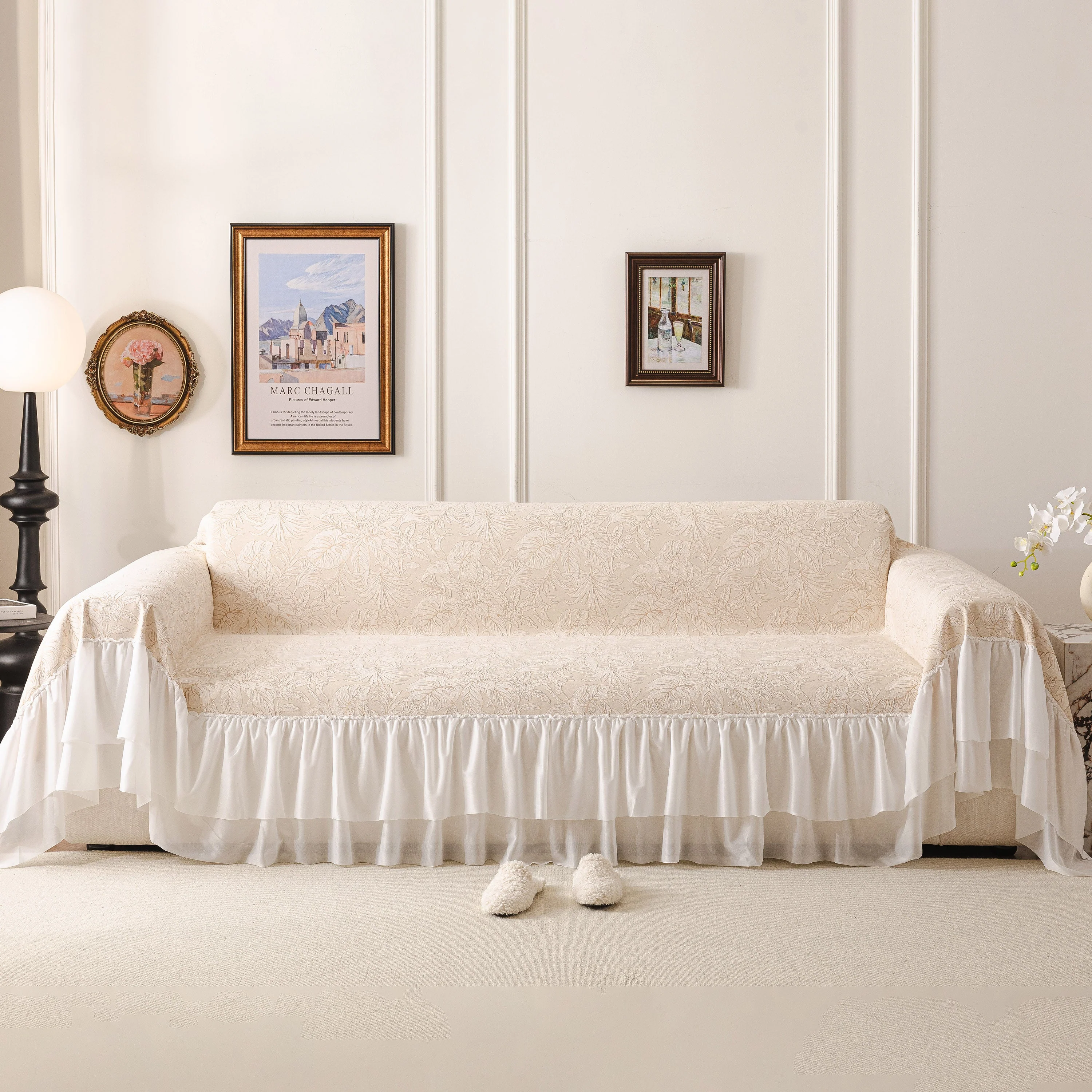 French Chic Style Ruffle Floral Cover Throws for Sofas, Decorative Couch Covers - Image 33