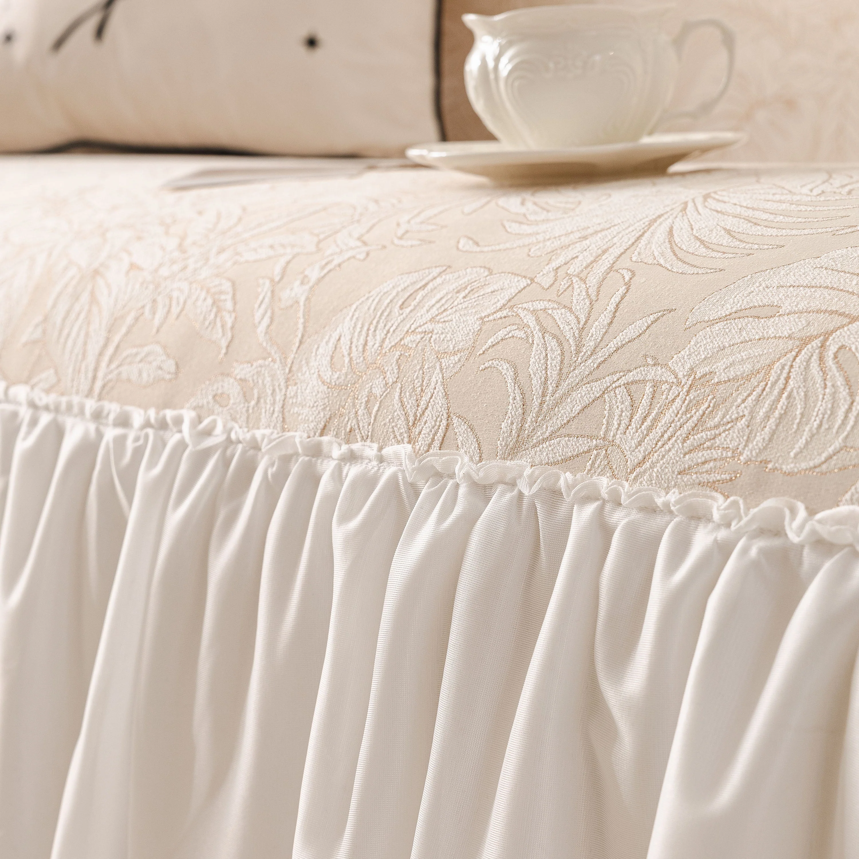 French Chic Style Ruffle Floral Cover Throws for Sofas, Decorative Couch Covers - Image 40