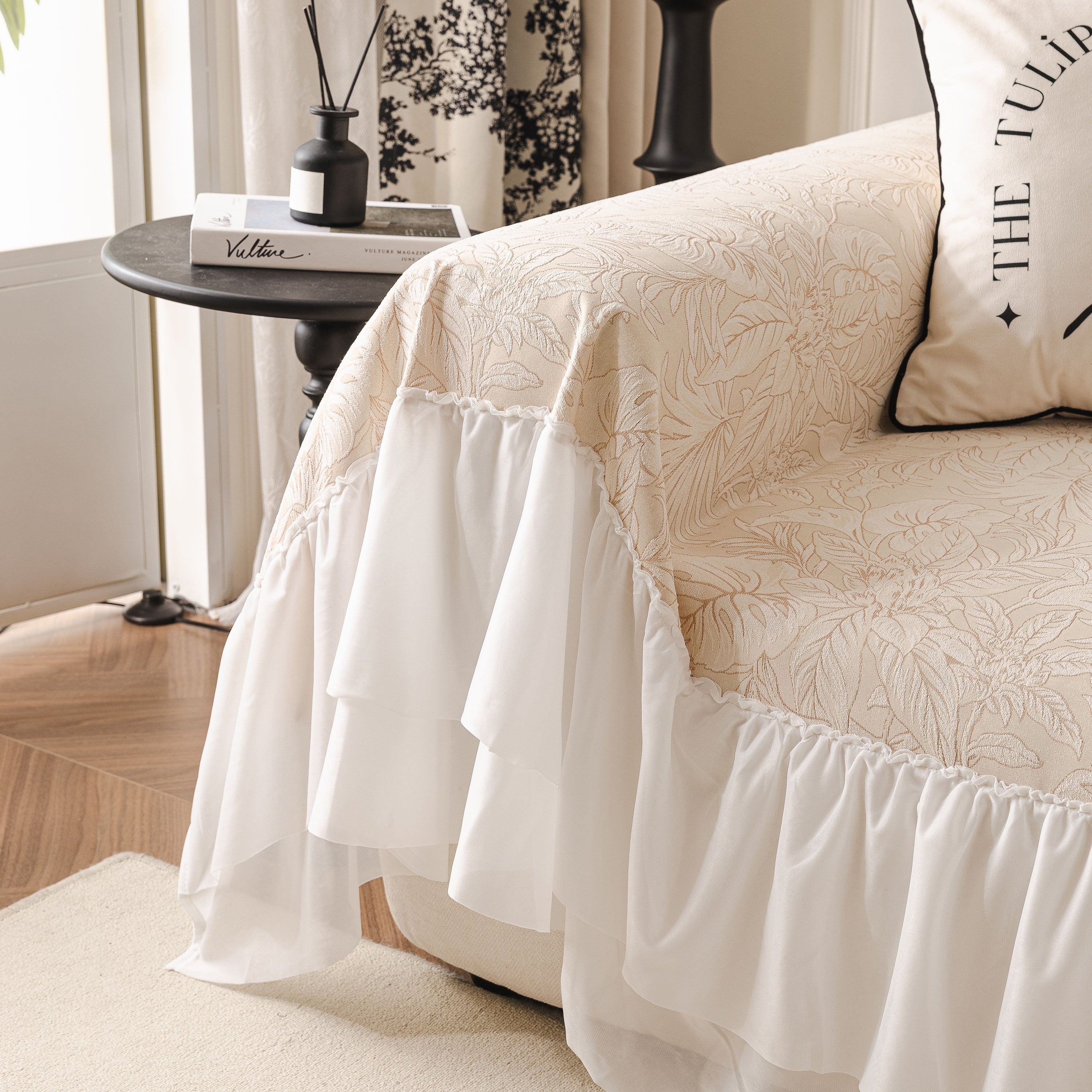 French Chic Style Ruffle Floral Cover Throws for Sofas, Decorative Couch Covers - Image 42