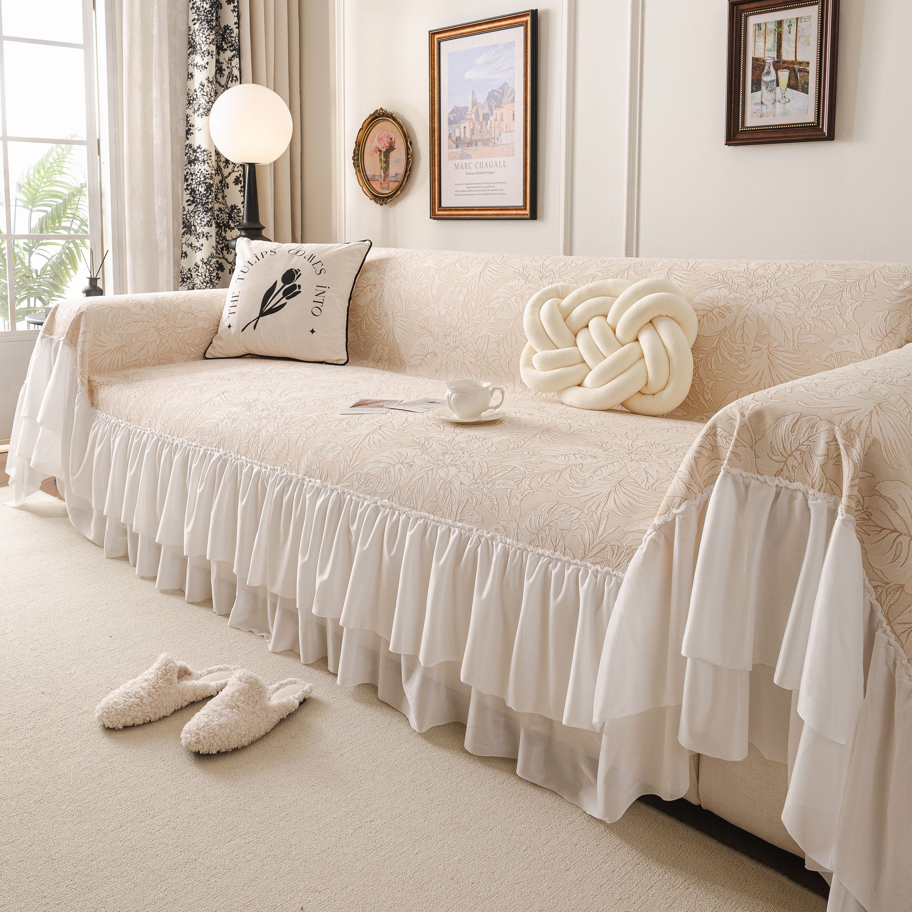 French Chic Style Ruffle Floral Cover Throws for Sofas, Decorative Couch Covers - Image 47