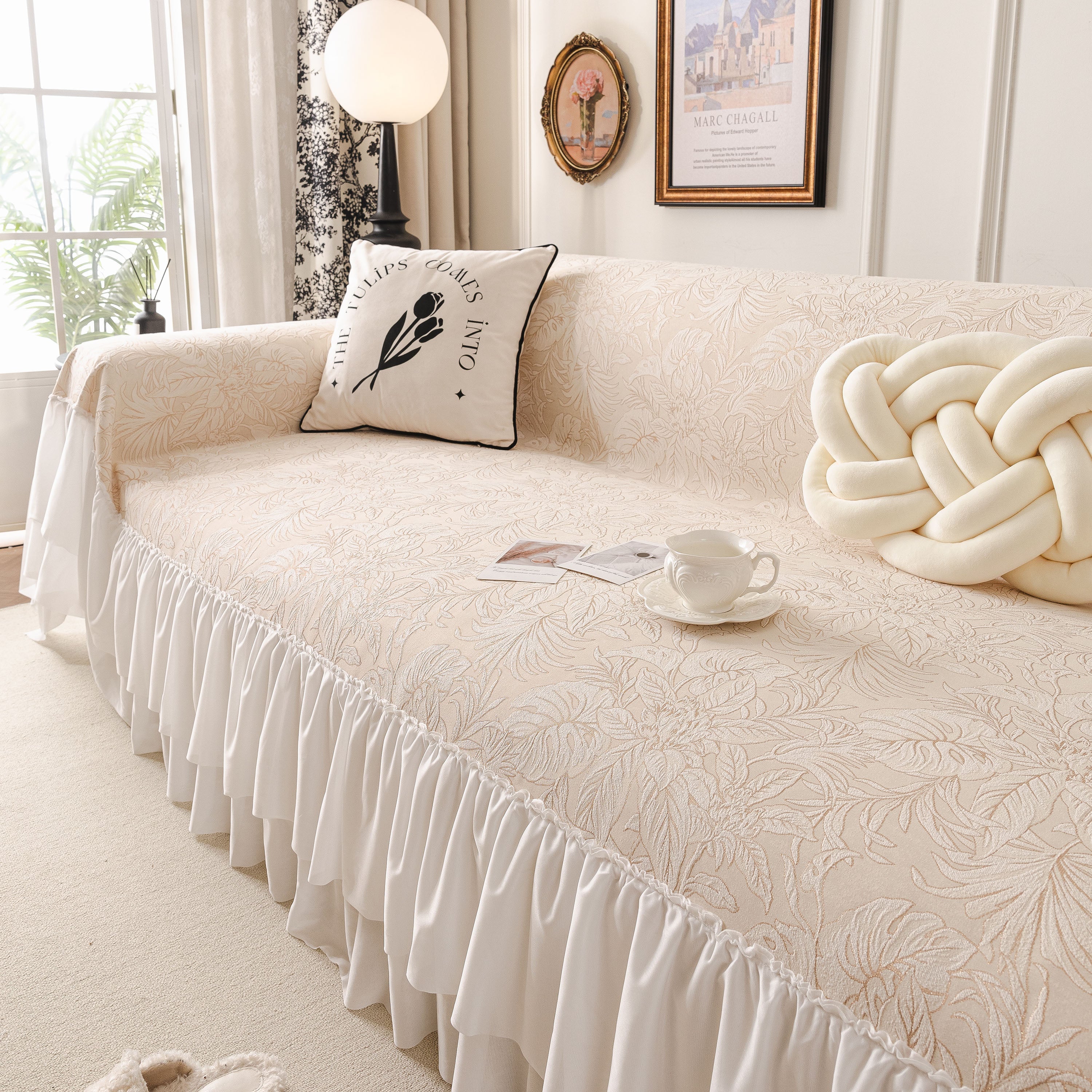 French Chic Style Ruffle Floral Cover Throws for Sofas, Decorative Couch Covers - Image 52