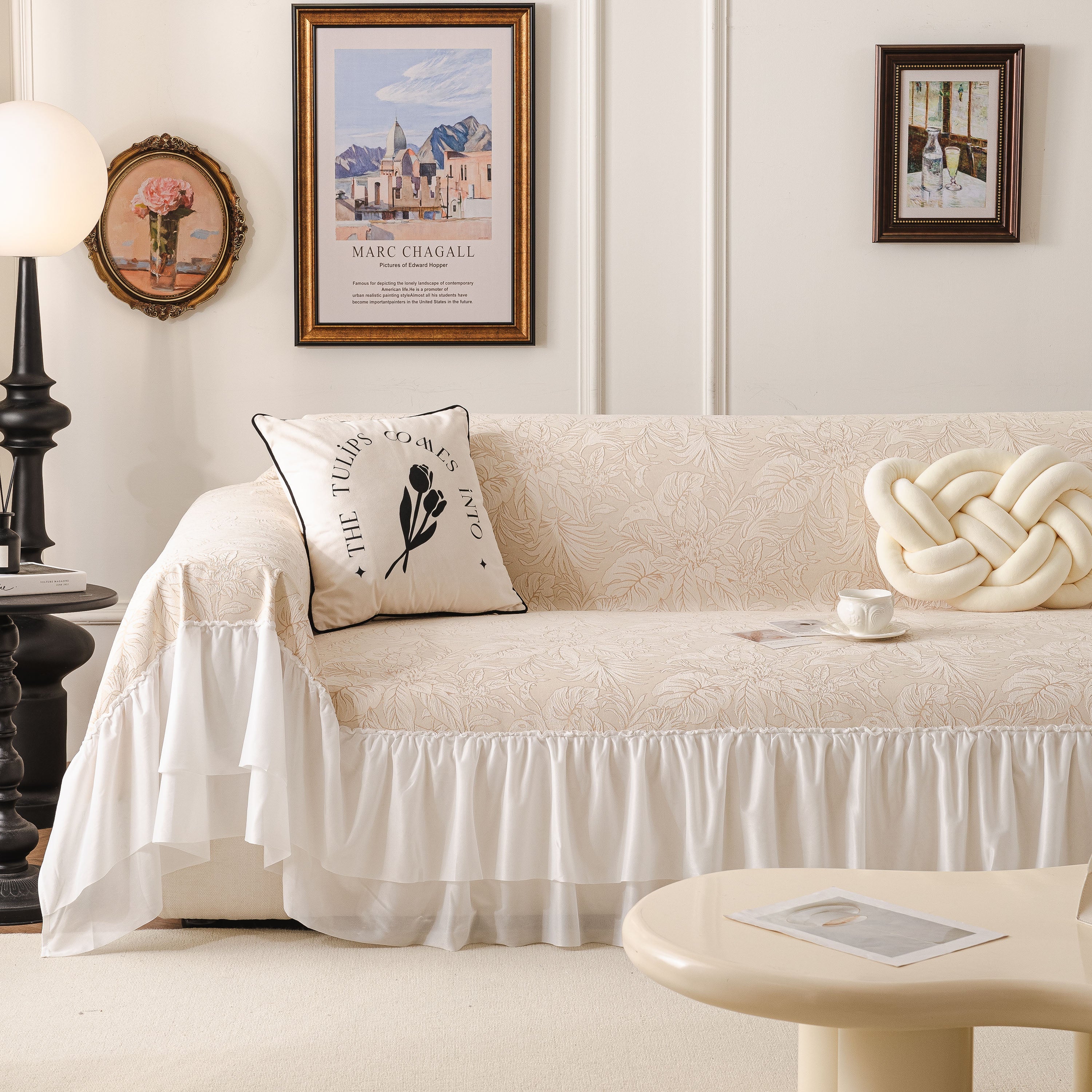 French Chic Style Ruffle Floral Cover Throws for Sofas, Decorative Couch Covers - Image 61