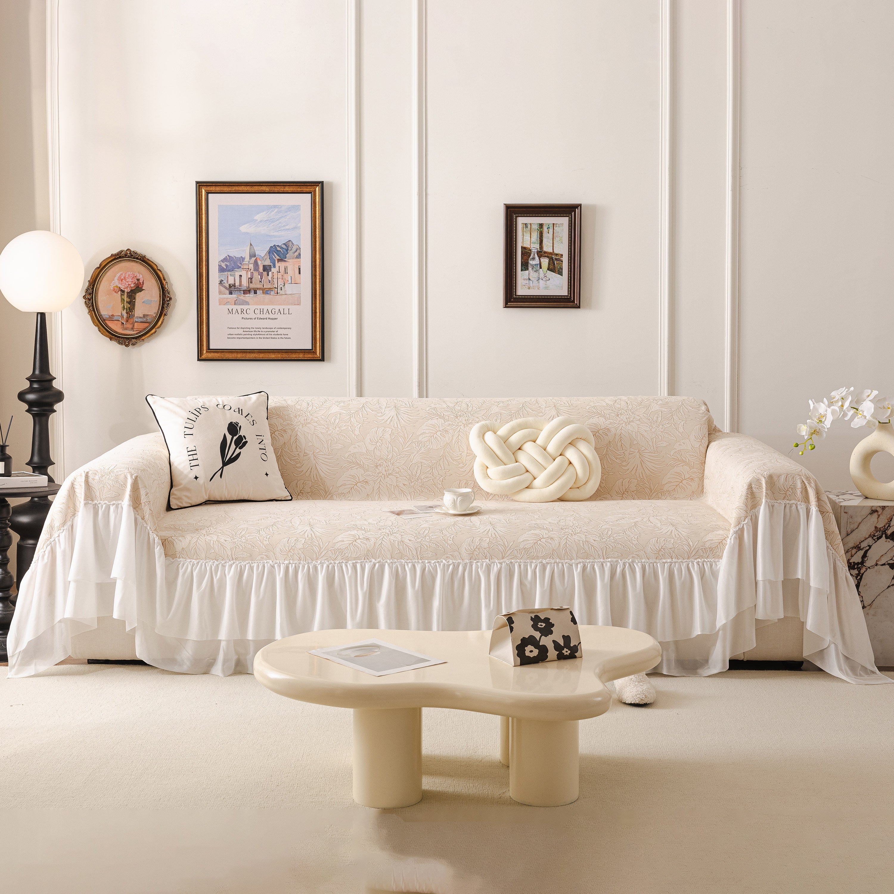 French Chic Style Ruffle Floral Cover Throws for Sofas, Decorative Couch Covers - Image 62