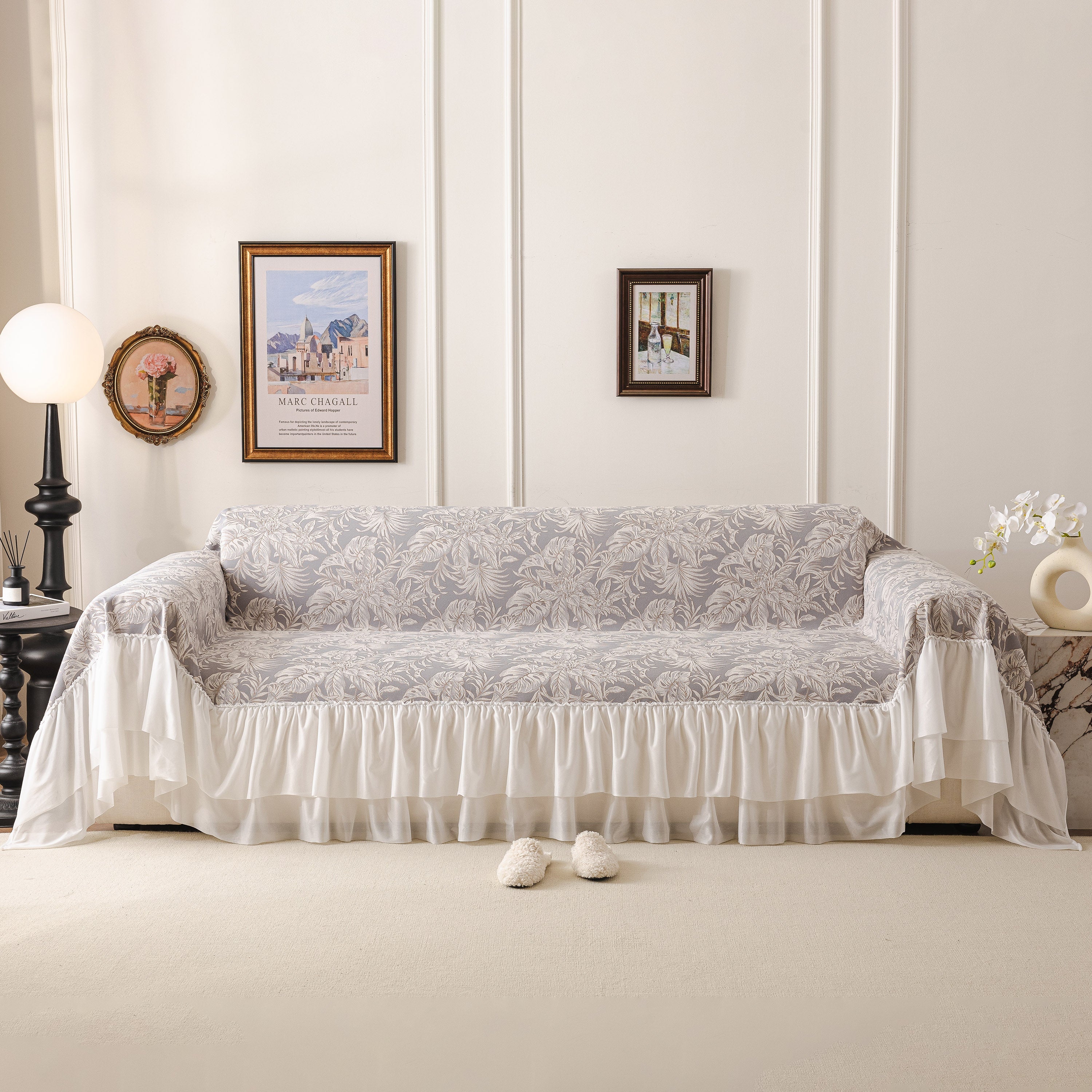 French Chic Style Ruffle Floral Cover Throws for Sofas, Decorative Couch Covers - Image 63