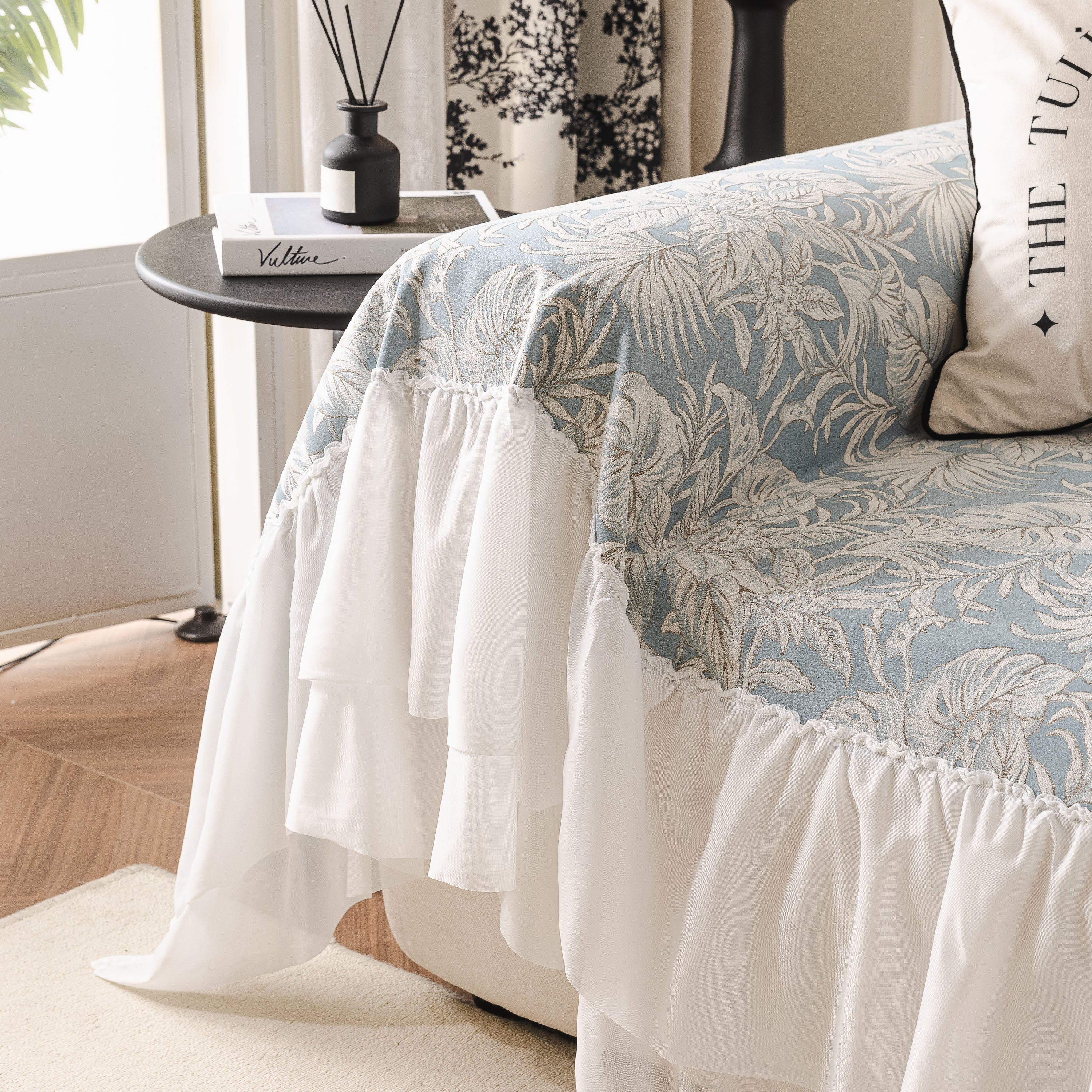 French Chic Style Ruffle Floral Cover Throws for Sofas, Decorative Couch Covers - Image 7