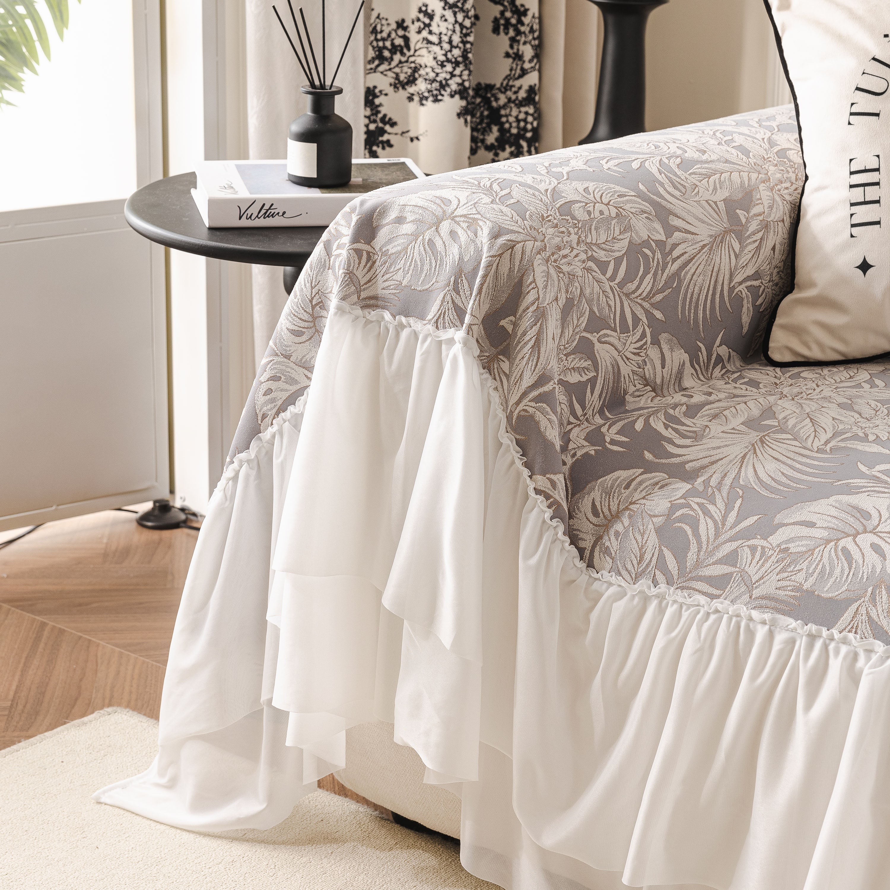 French Chic Style Ruffle Floral Cover Throws for Sofas, Decorative Couch Covers - Image 70