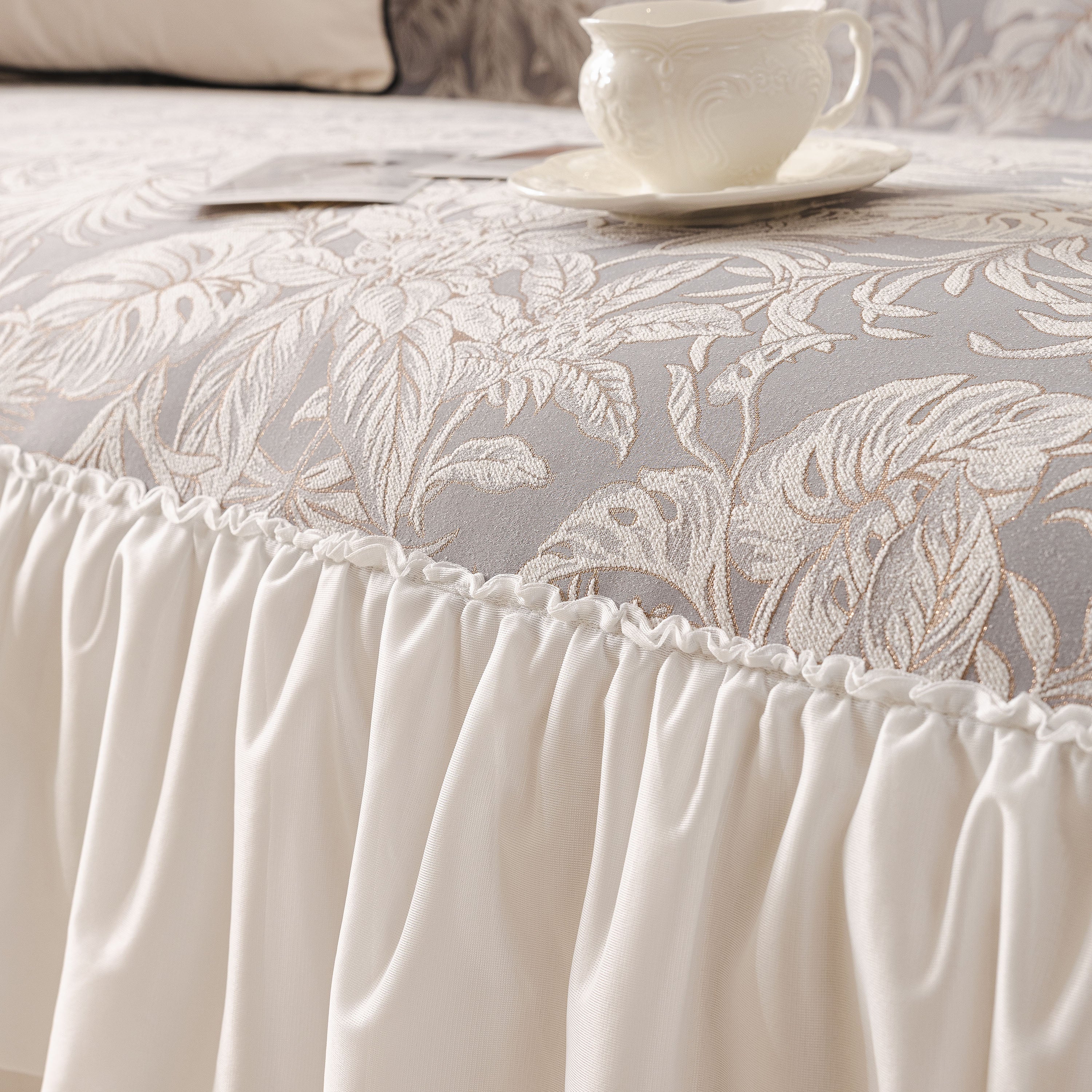 French Chic Style Ruffle Floral Cover Throws for Sofas, Decorative Couch Covers - Image 71