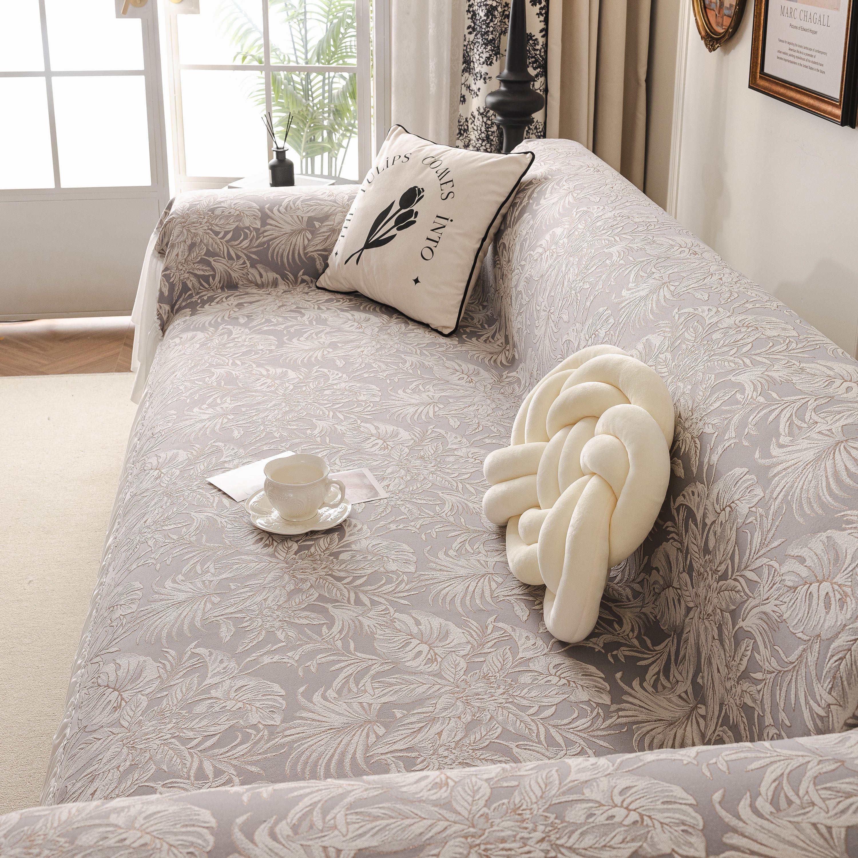 French Chic Style Ruffle Floral Cover Throws for Sofas, Decorative Couch Covers - Image 89