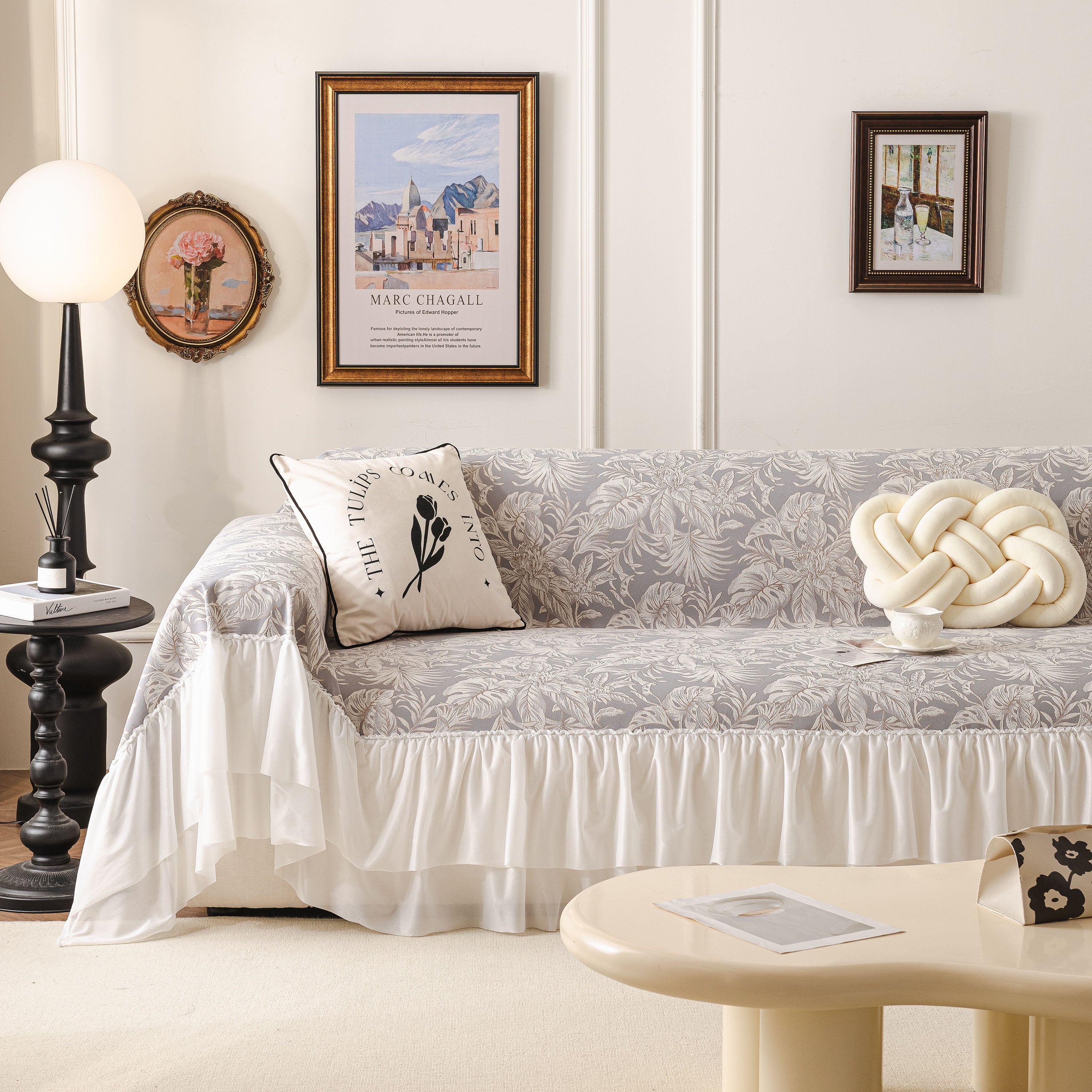 French Chic Style Ruffle Floral Cover Throws for Sofas, Decorative Couch Covers - Image 94