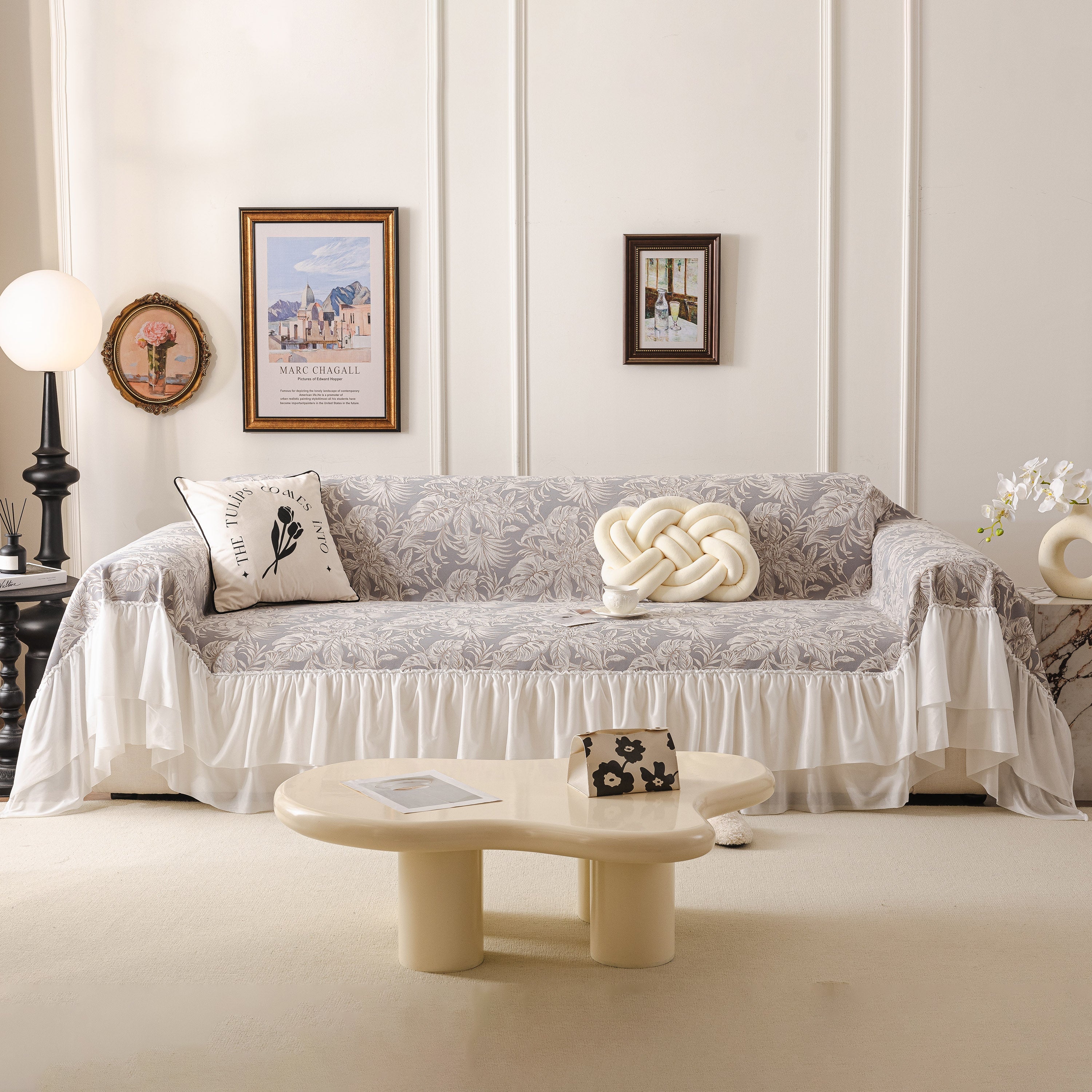French Chic Style Ruffle Floral Cover Throws for Sofas, Decorative Couch Covers - Image 95