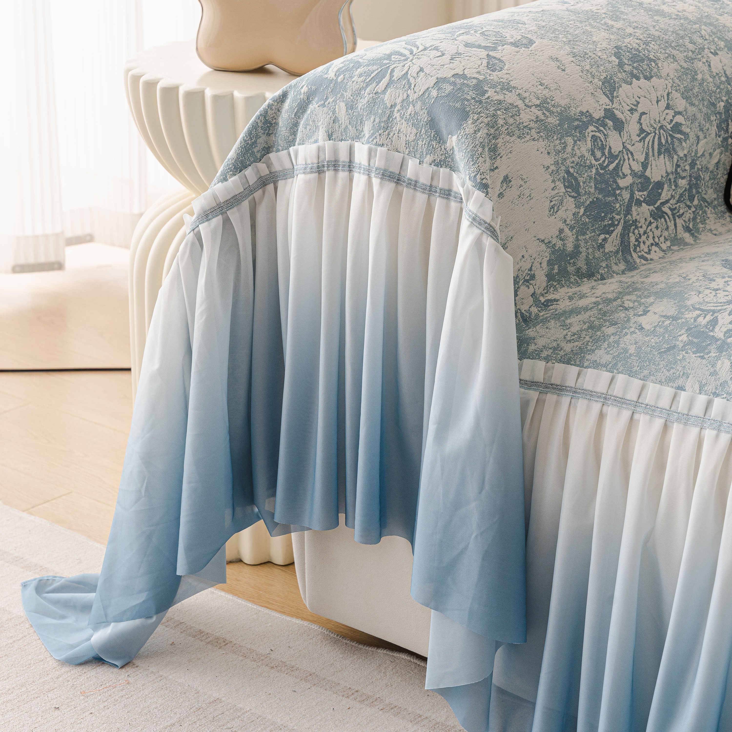 French Chic Style Ruffle Rose Cover Throw for Sofas, Decorative Sectional Covers - Image 11