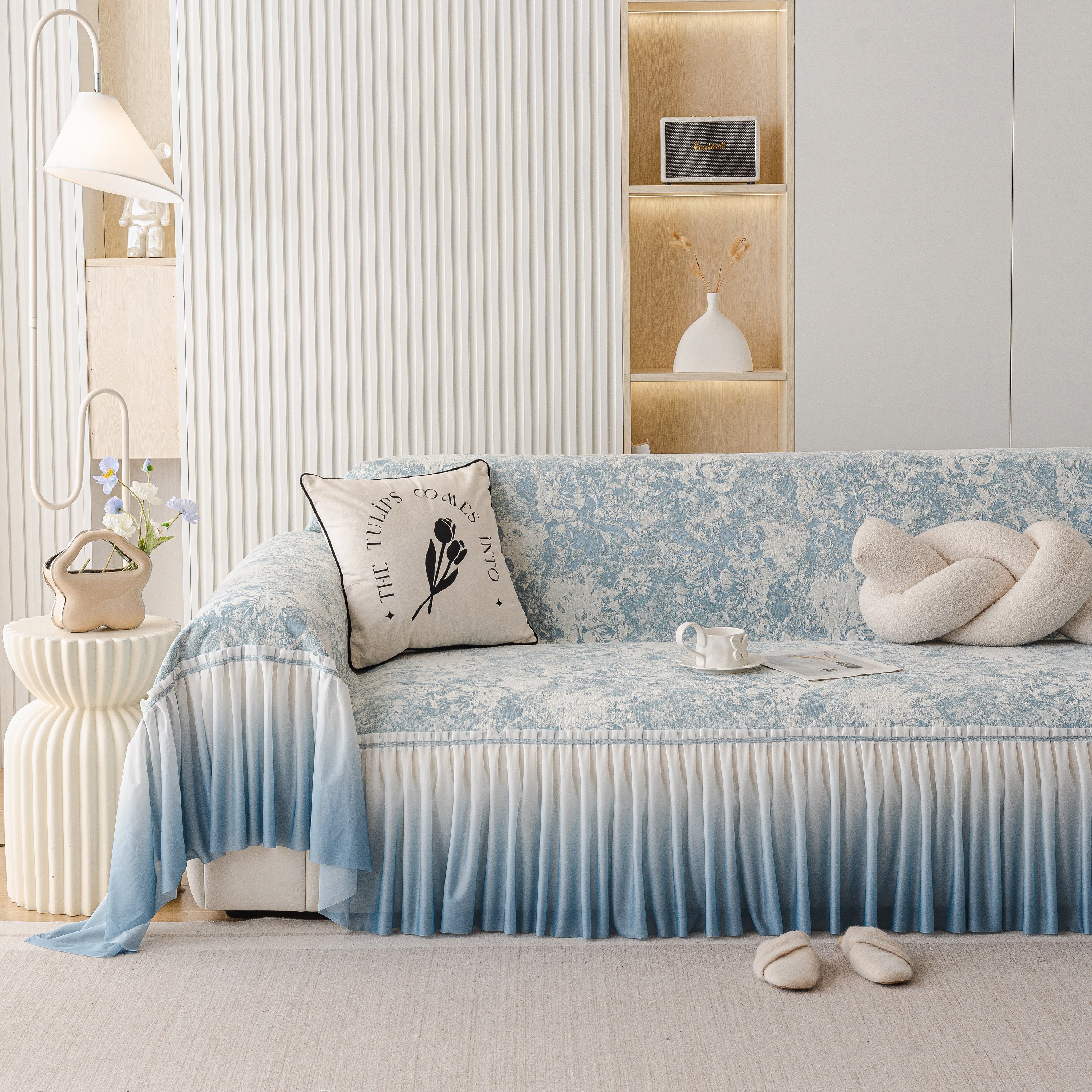 French Chic Style Ruffle Rose Cover Throw for Sofas, Decorative Sectional Covers - Image 2