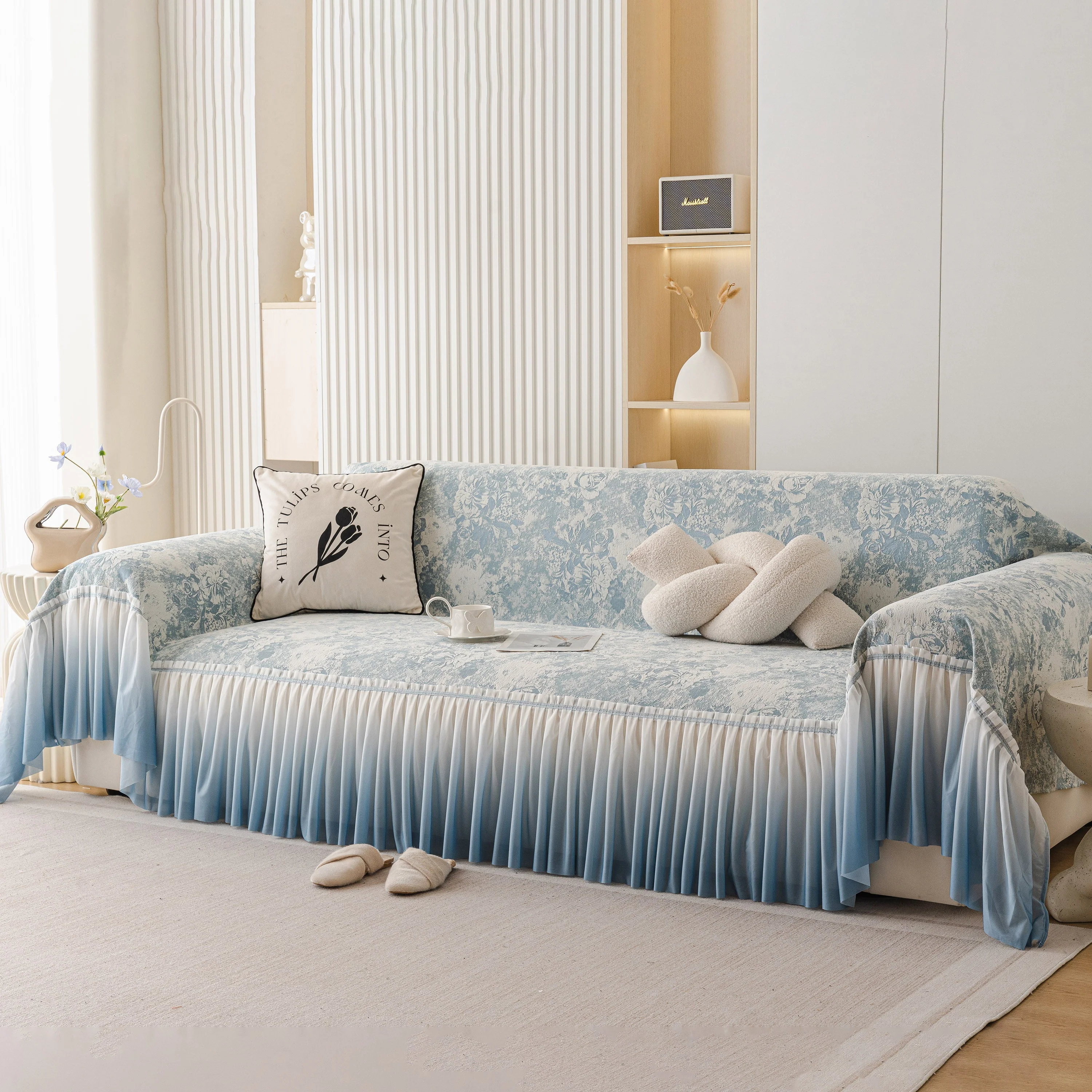 French Chic Style Ruffle Rose Cover Throw for Sofas, Decorative Sectional Covers - Image 22