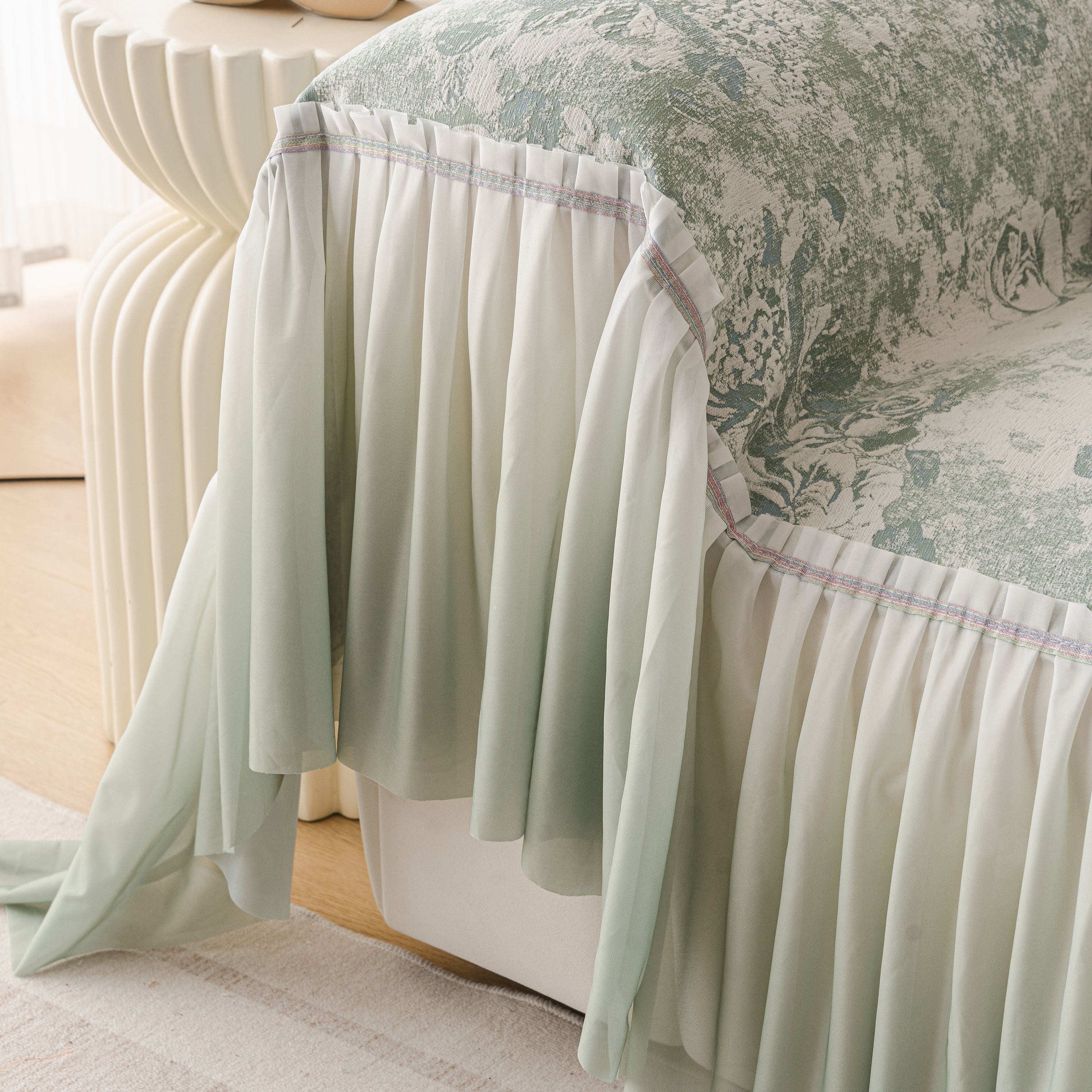 French Chic Style Ruffle Rose Cover Throw for Sofas, Decorative Sectional Covers - Image 27