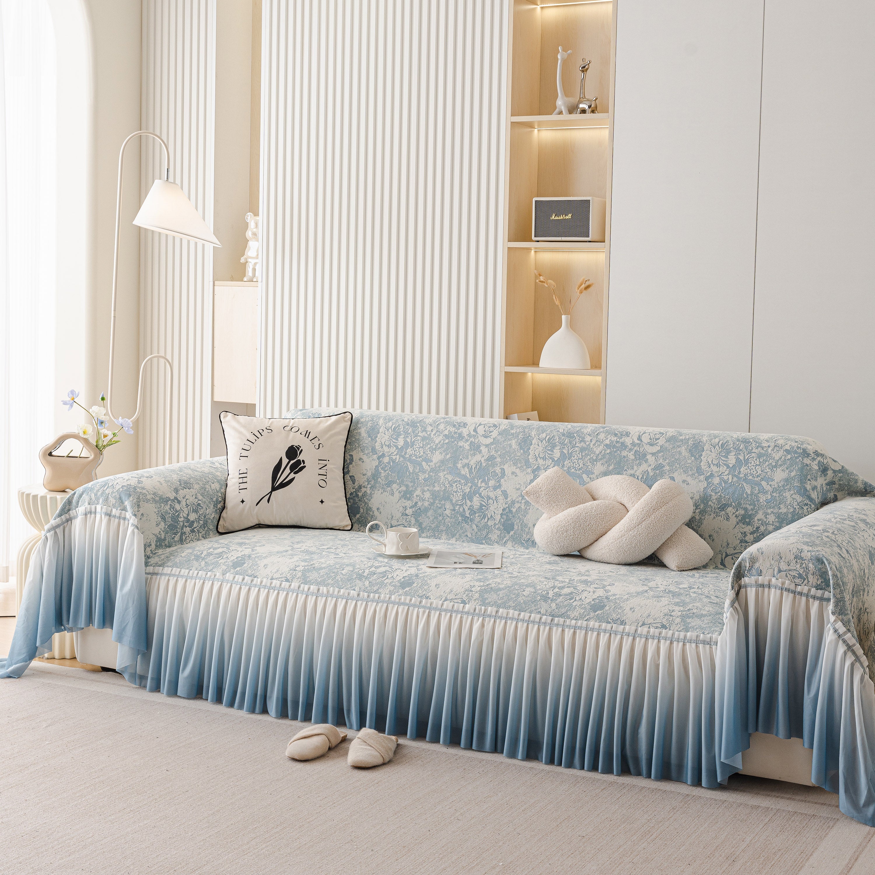 French Chic Style Ruffle Rose Cover Throw for Sofas, Decorative Sectional Covers - Image 3