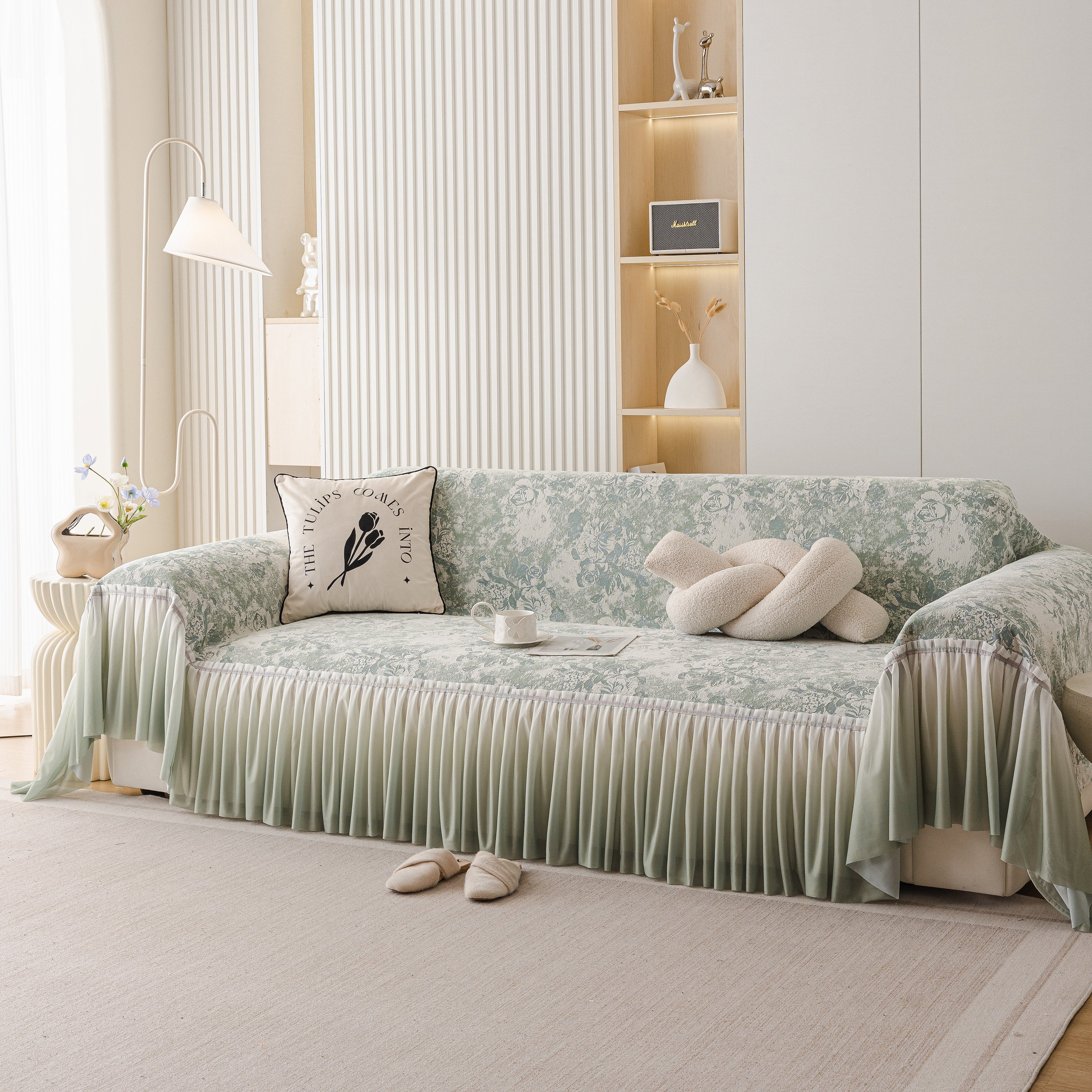 French Chic Style Ruffle Rose Cover Throw for Sofas, Decorative Sectional Covers - Image 41