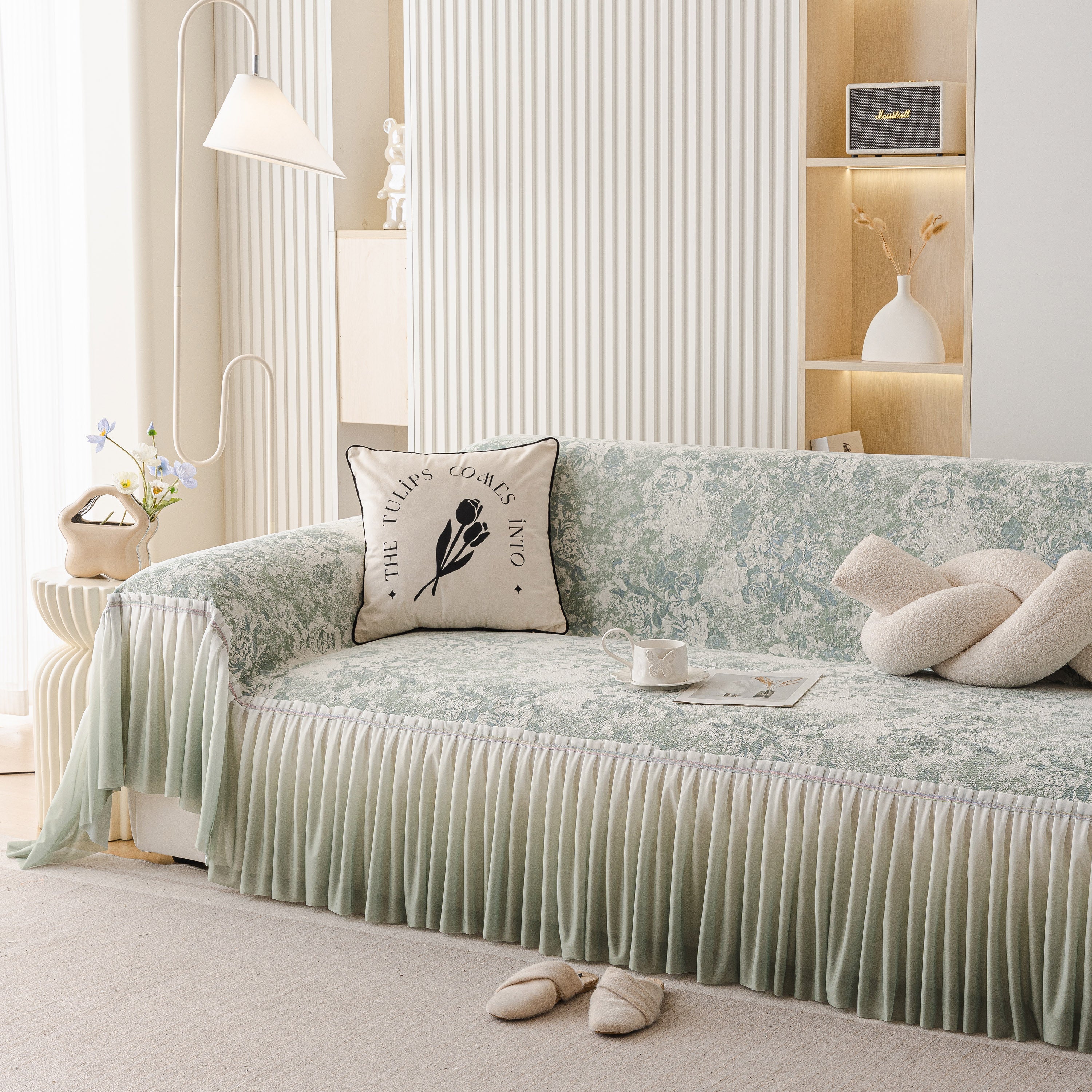 French Chic Style Ruffle Rose Cover Throw for Sofas, Decorative Sectional Covers - Image 45