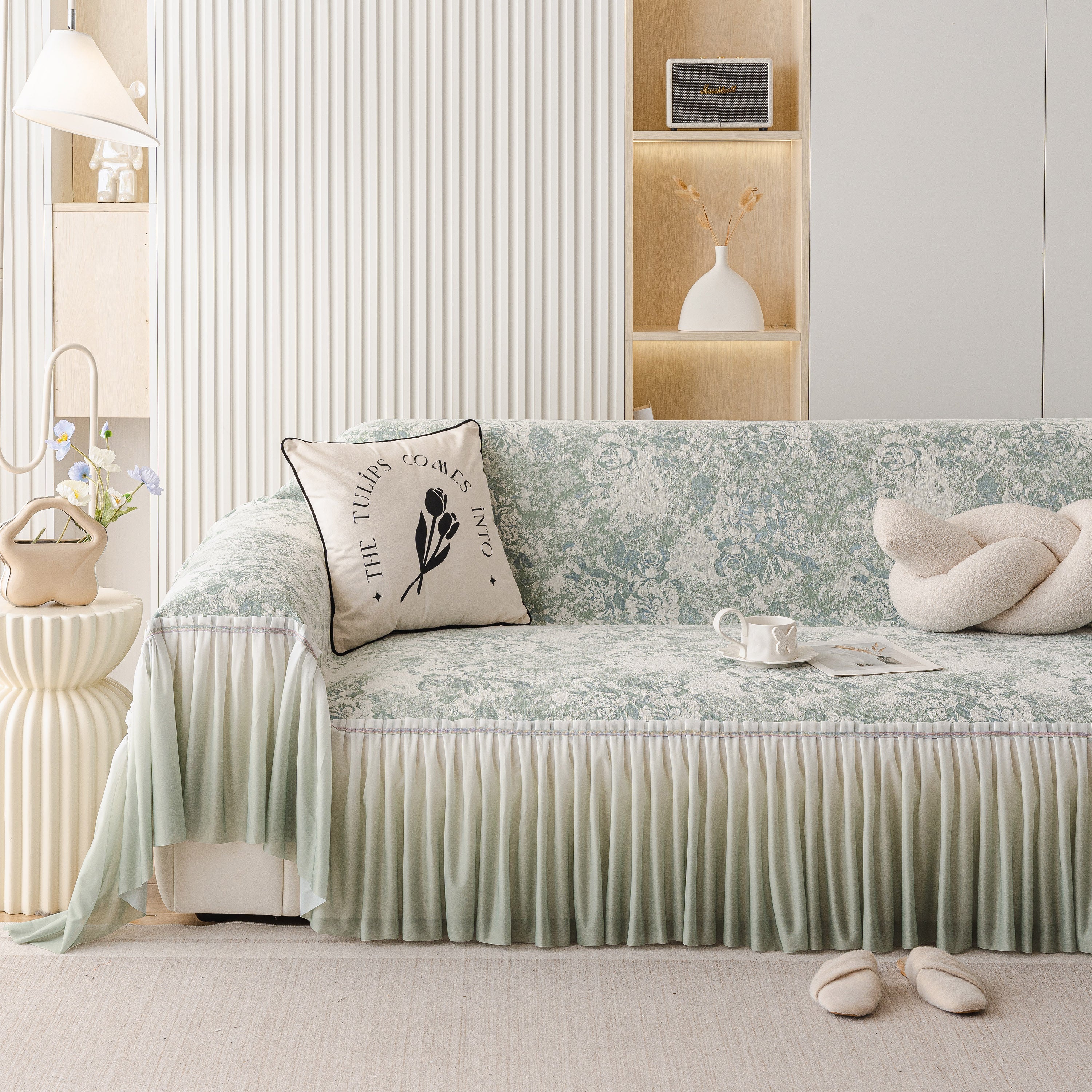 French Chic Style Ruffle Rose Cover Throw for Sofas, Decorative Sectional Covers - Image 47