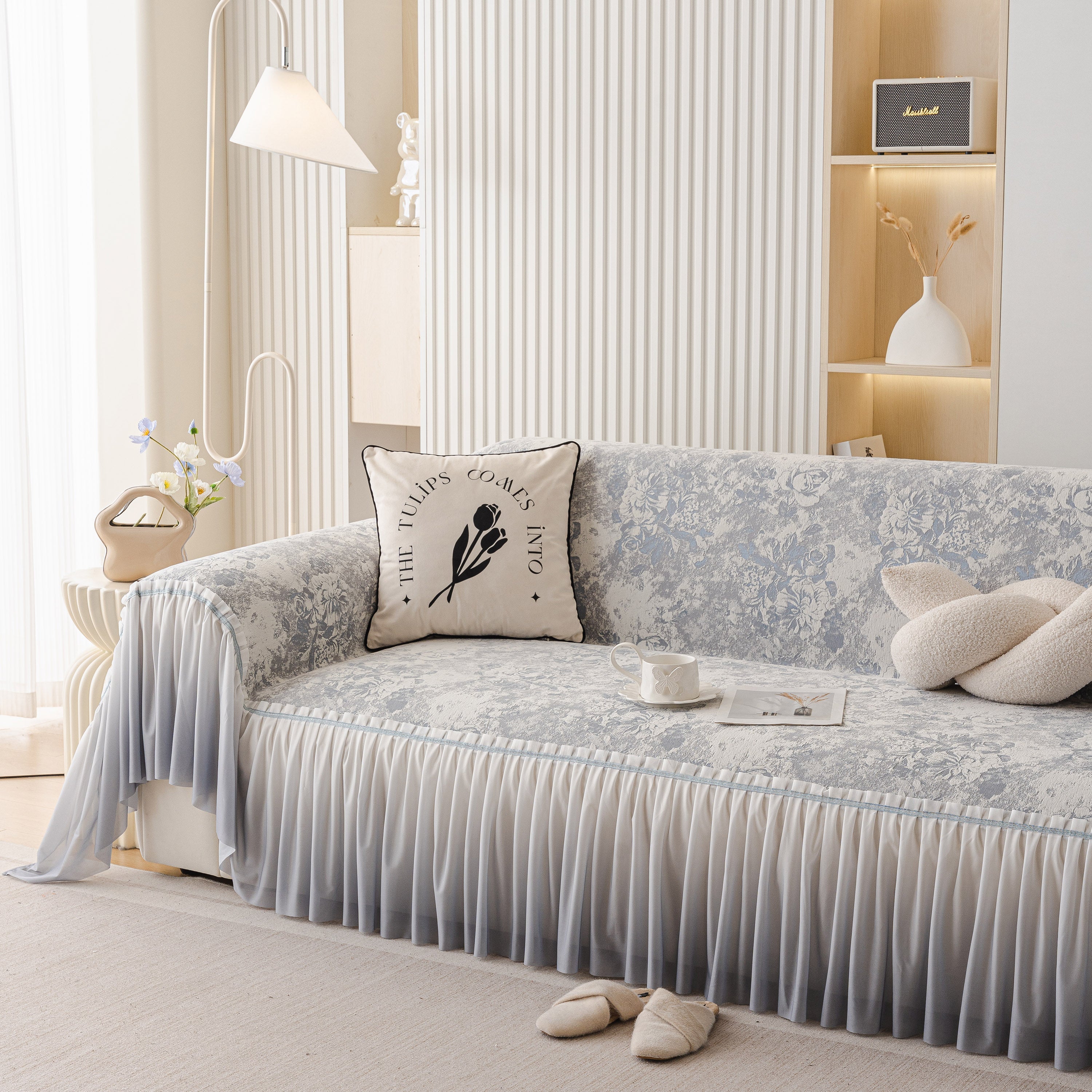 French Chic Style Ruffle Rose Cover Throw for Sofas, Decorative Sectional Covers - Image 50