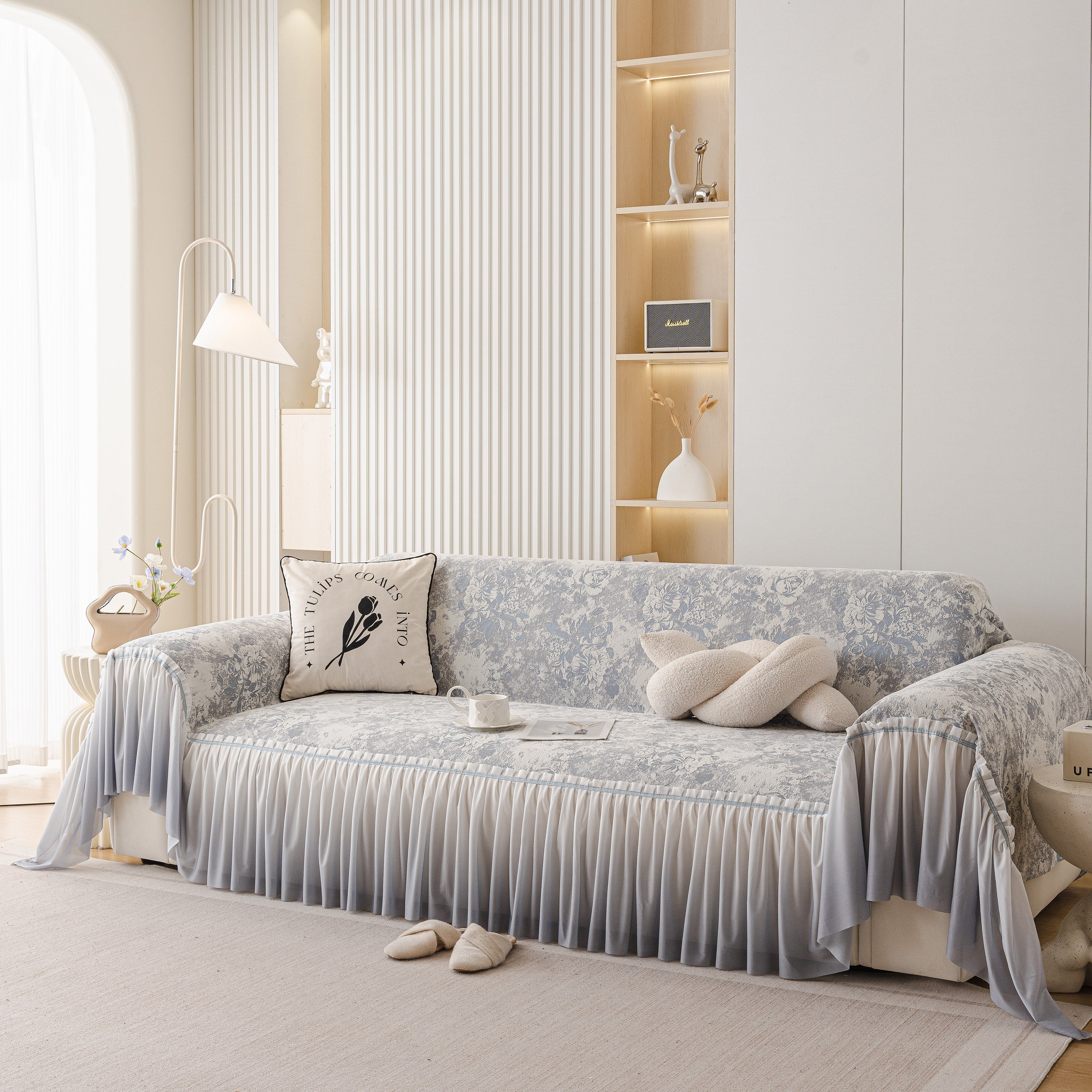 French Chic Style Ruffle Rose Cover Throw for Sofas, Decorative Sectional Covers - Image 51