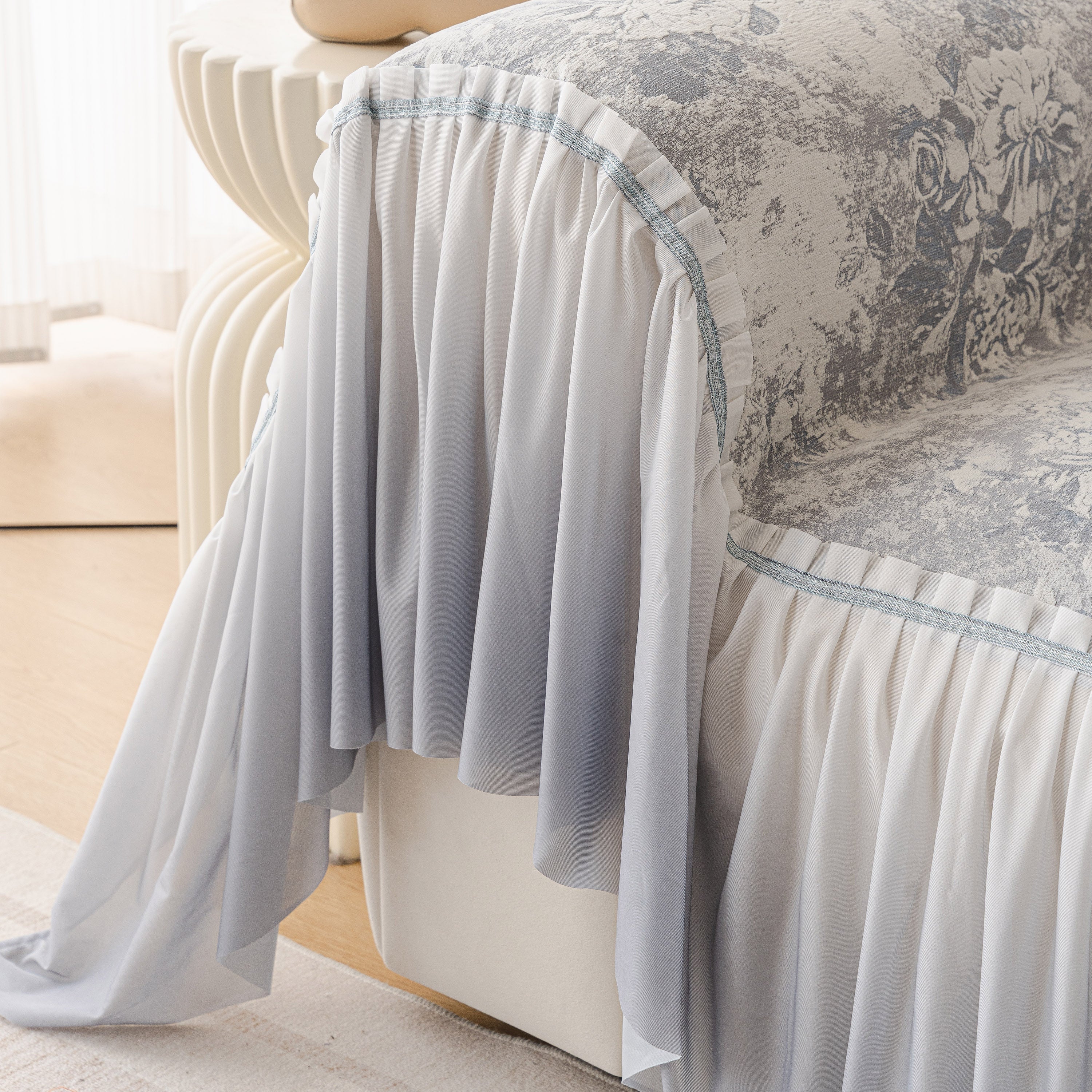 French Chic Style Ruffle Rose Cover Throw for Sofas, Decorative Sectional Covers - Image 59