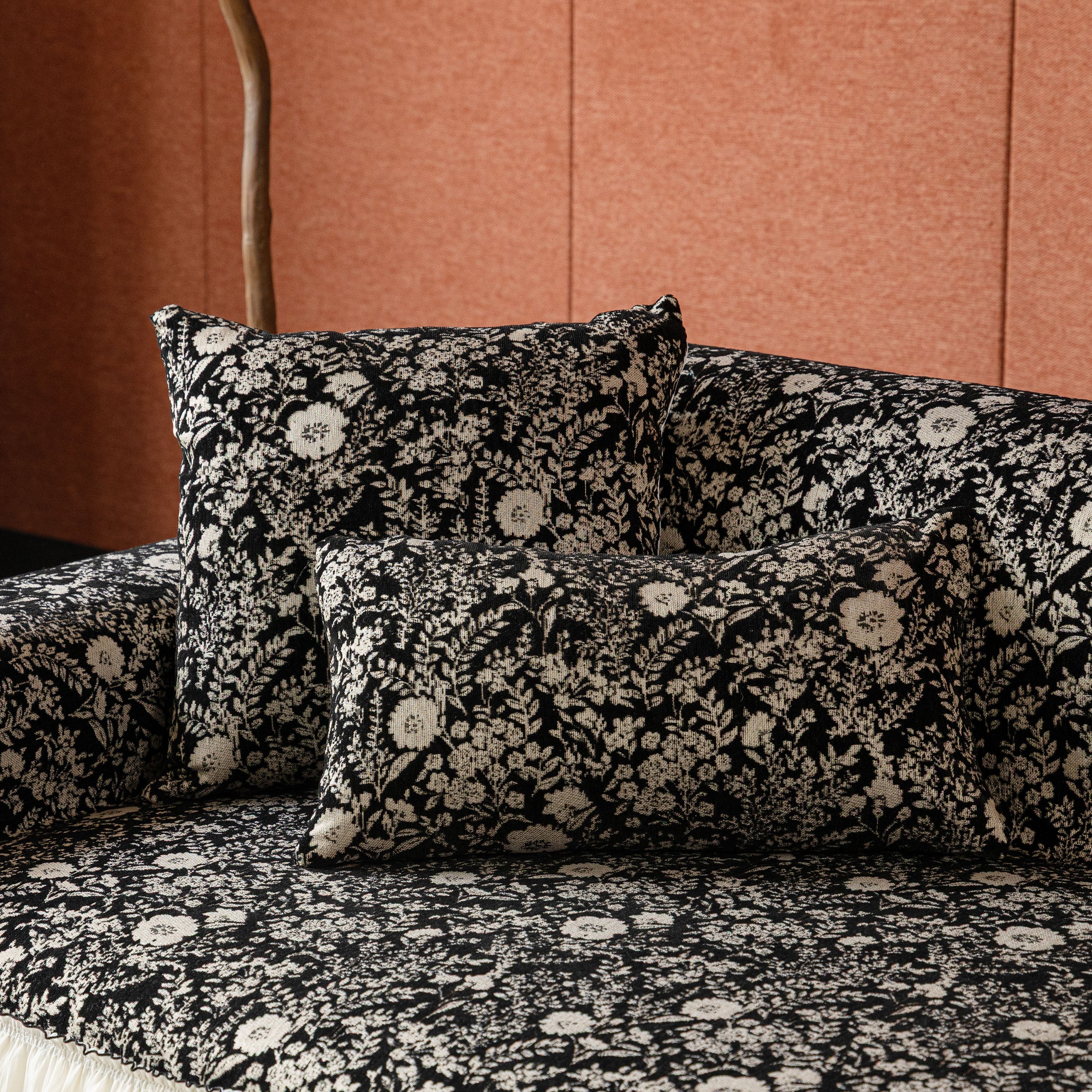 French Country Floral Sofa Cover with Chiffon Ruffle Skirt, Vintage Sofa Throw Cover - Image 36