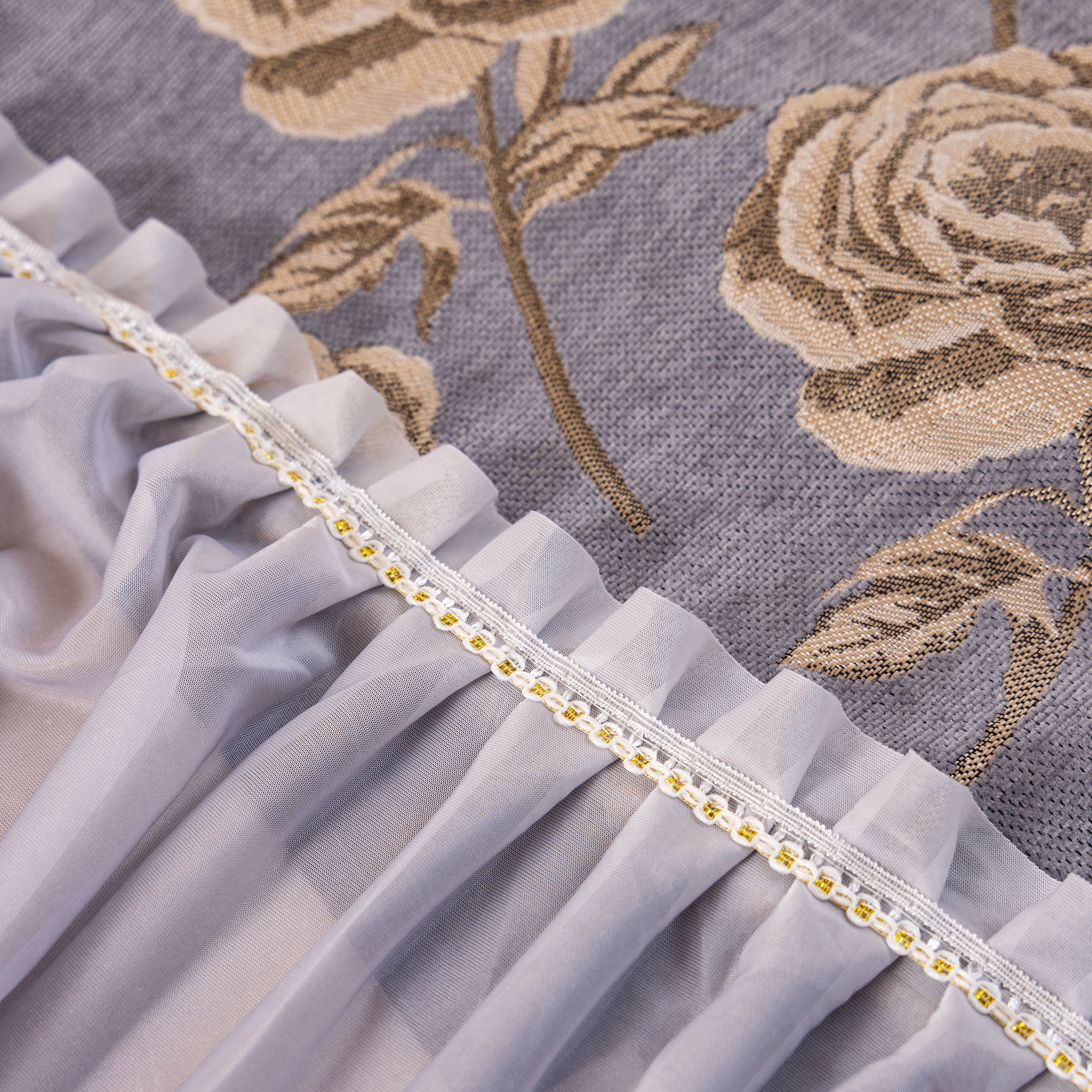 French Country Floral Sofa Cover with Ruffled Skirt, Farmhouse Decor for Living Room - Image 10