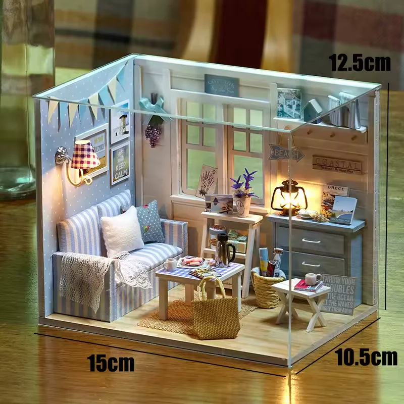 Fresh Sunshine Dollhouse Kit - Miniature Wizardi Roombox Kit with LED Light F07M51-72-3016 - Image 3
