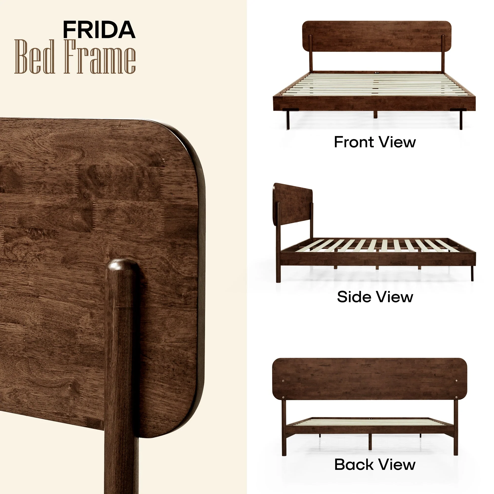 Frida Deluxe Solid Wood Bed Frame - Premium Quality Craftsmanship and Timeless Elegance - Image 15