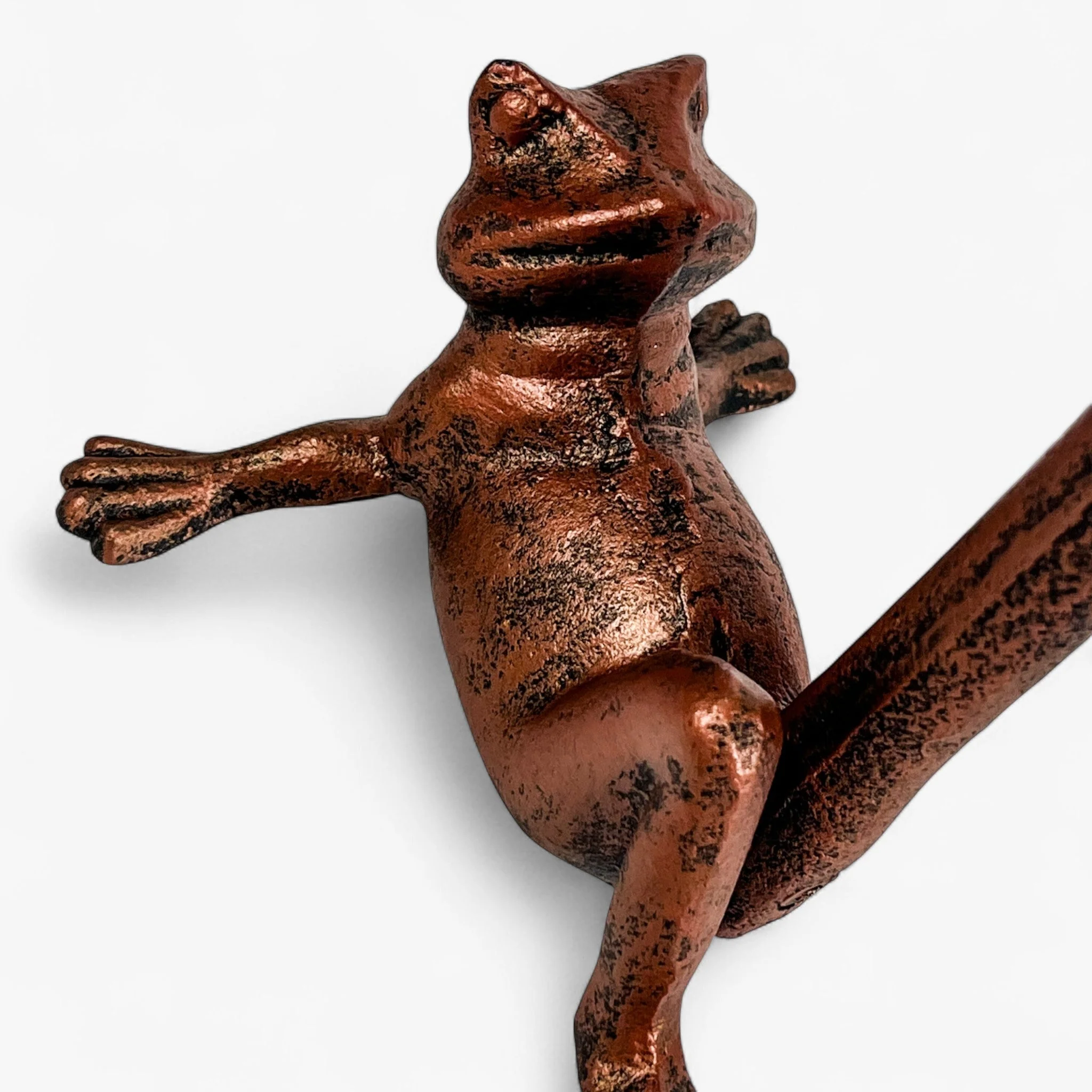 Frog Paper Towel Holder Weathered Copper Cast Iron Decor - Image 3