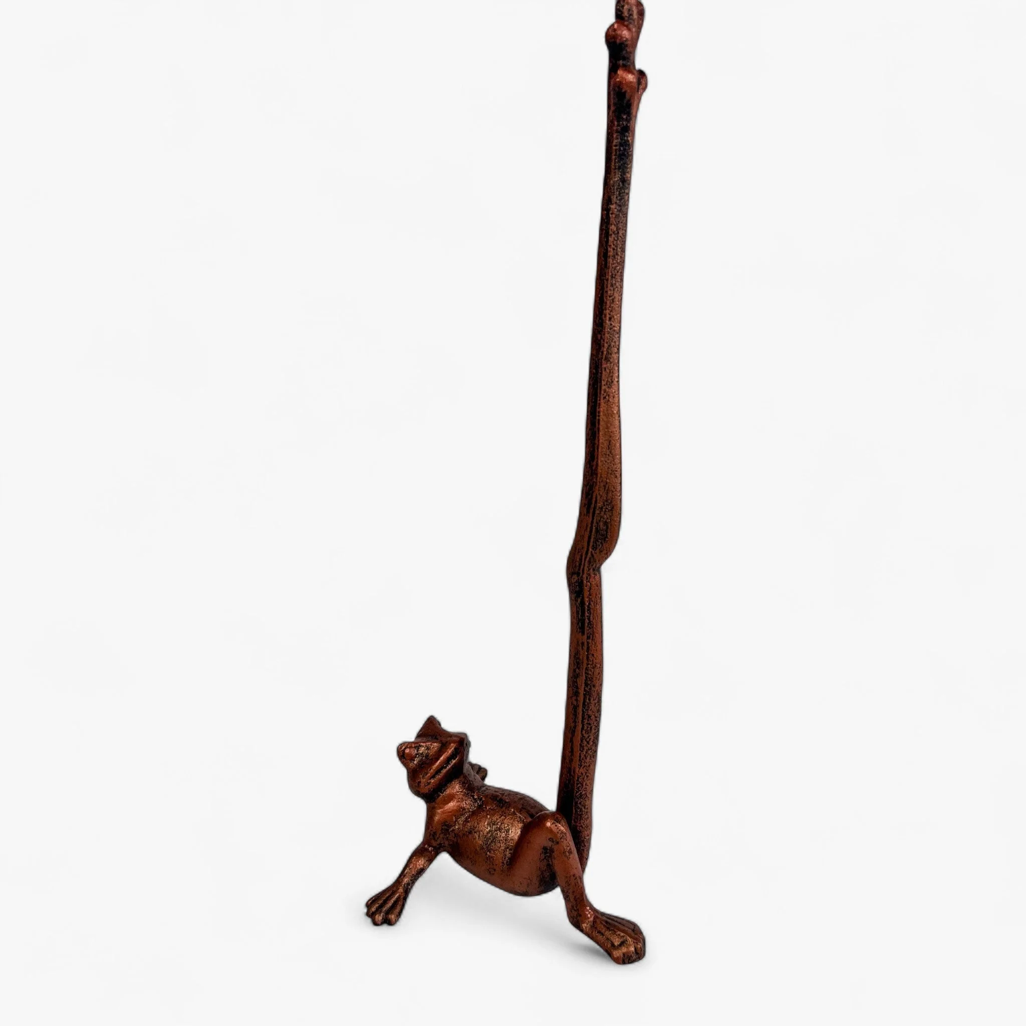 Frog Paper Towel Holder Weathered Copper Cast Iron Decor - Image 5