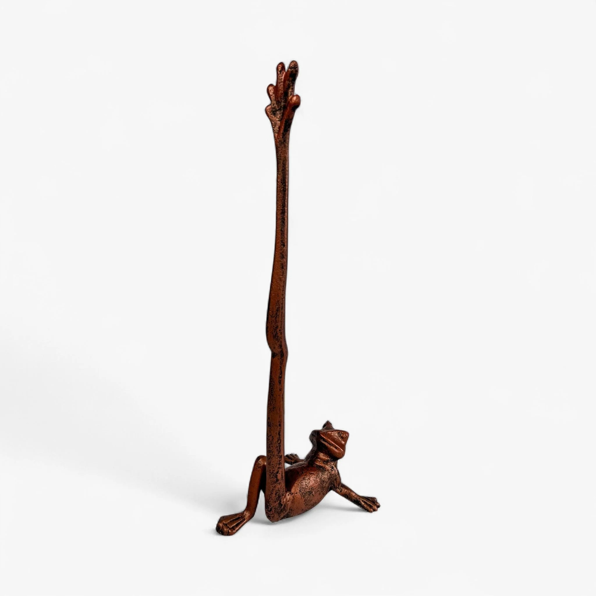 Frog Paper Towel Holder Weathered Copper Cast Iron Decor - Image 6