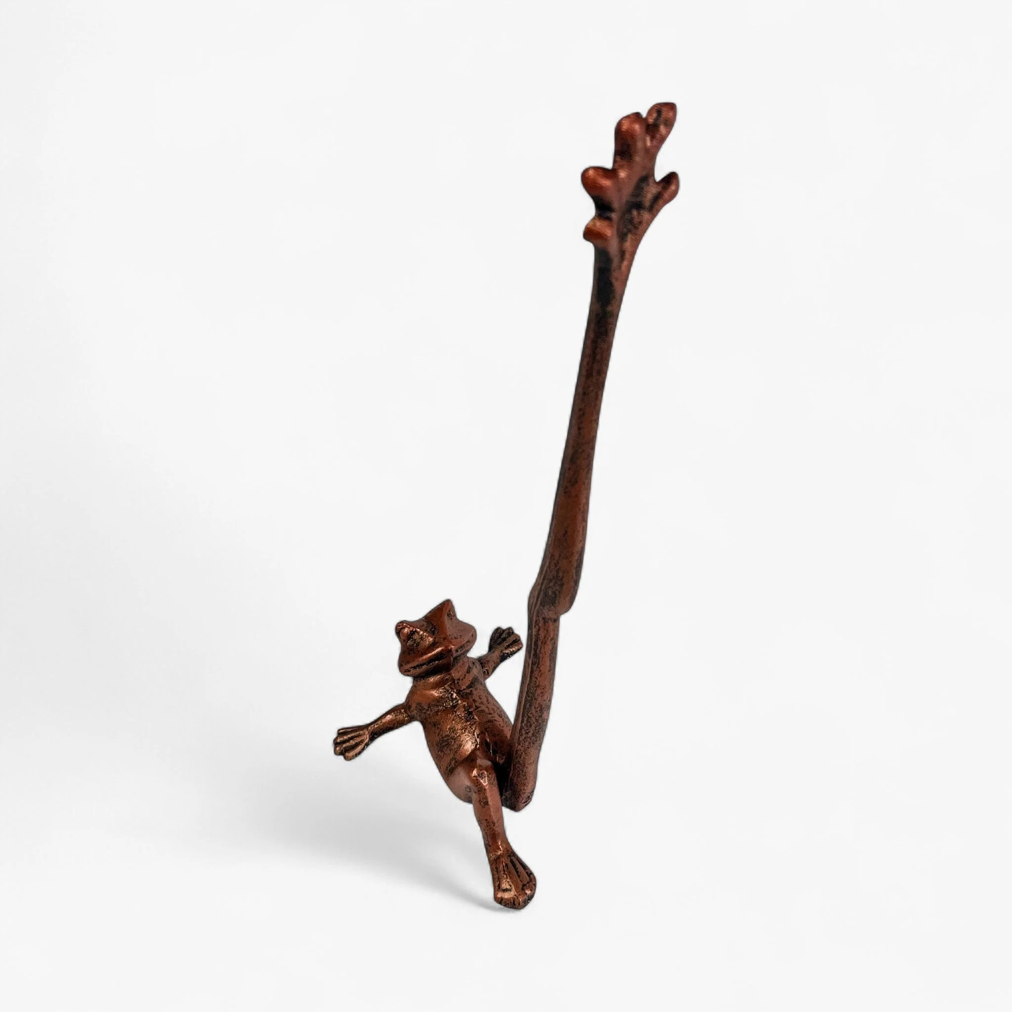 Frog Paper Towel Holder Weathered Copper Cast Iron Decor - Image 7