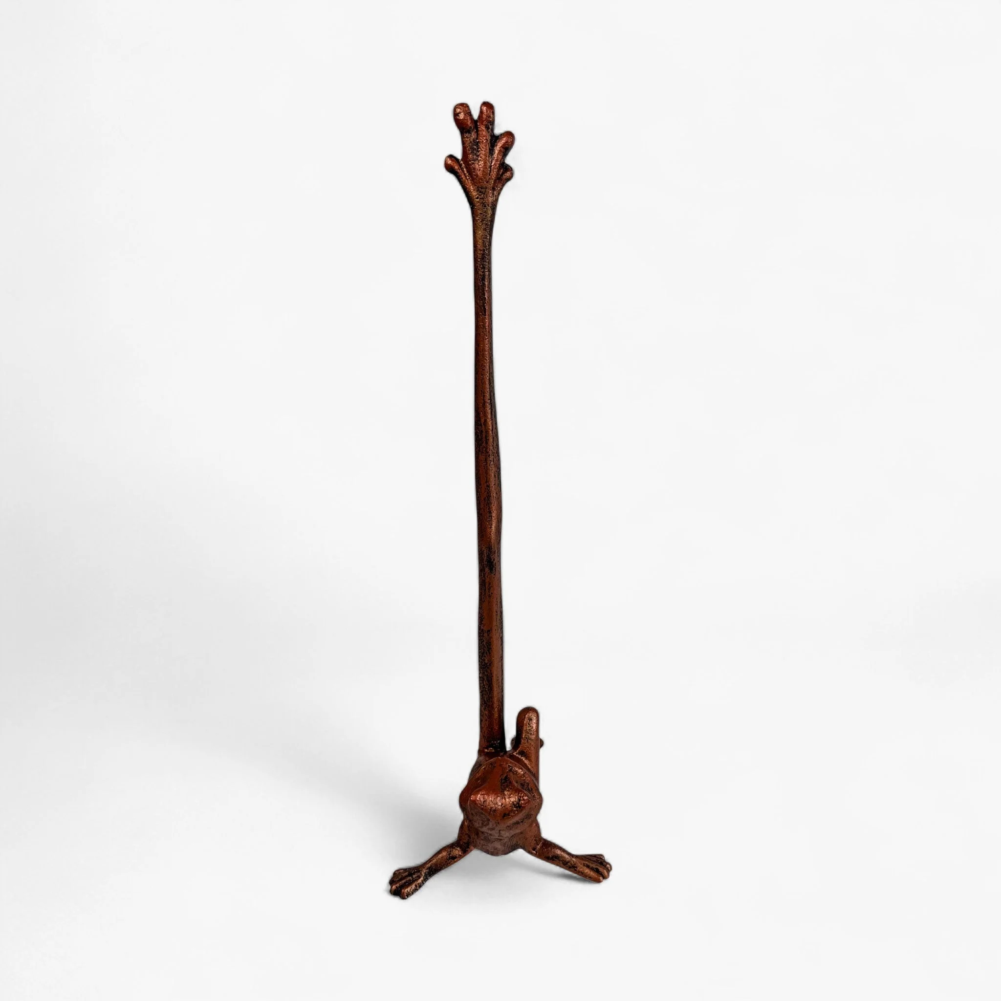 Frog Paper Towel Holder Weathered Copper Cast Iron Decor - Image 8