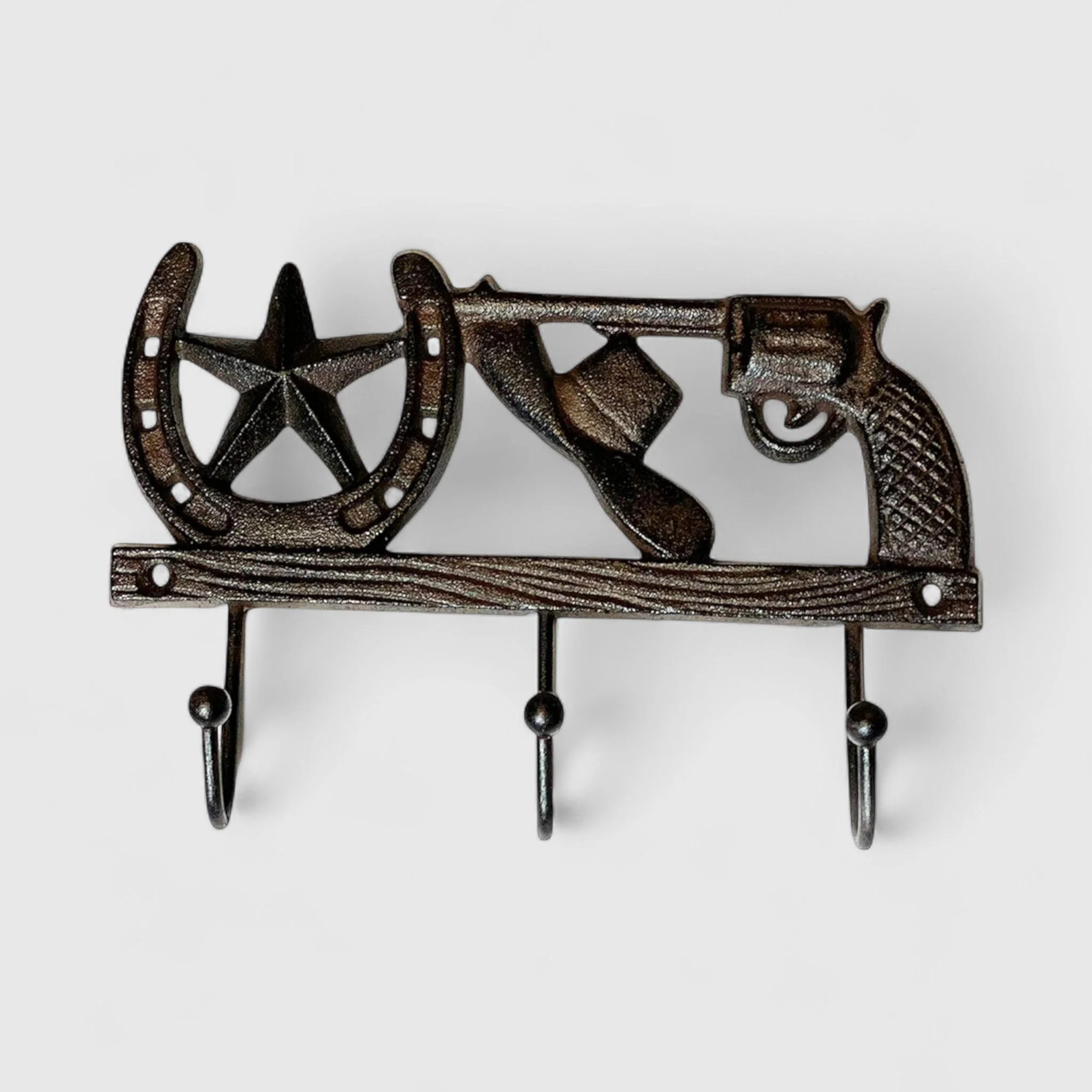Frontier Cast Iron Cowboy Hook - Star, Horseshoe & Revolver Accent - Image 2
