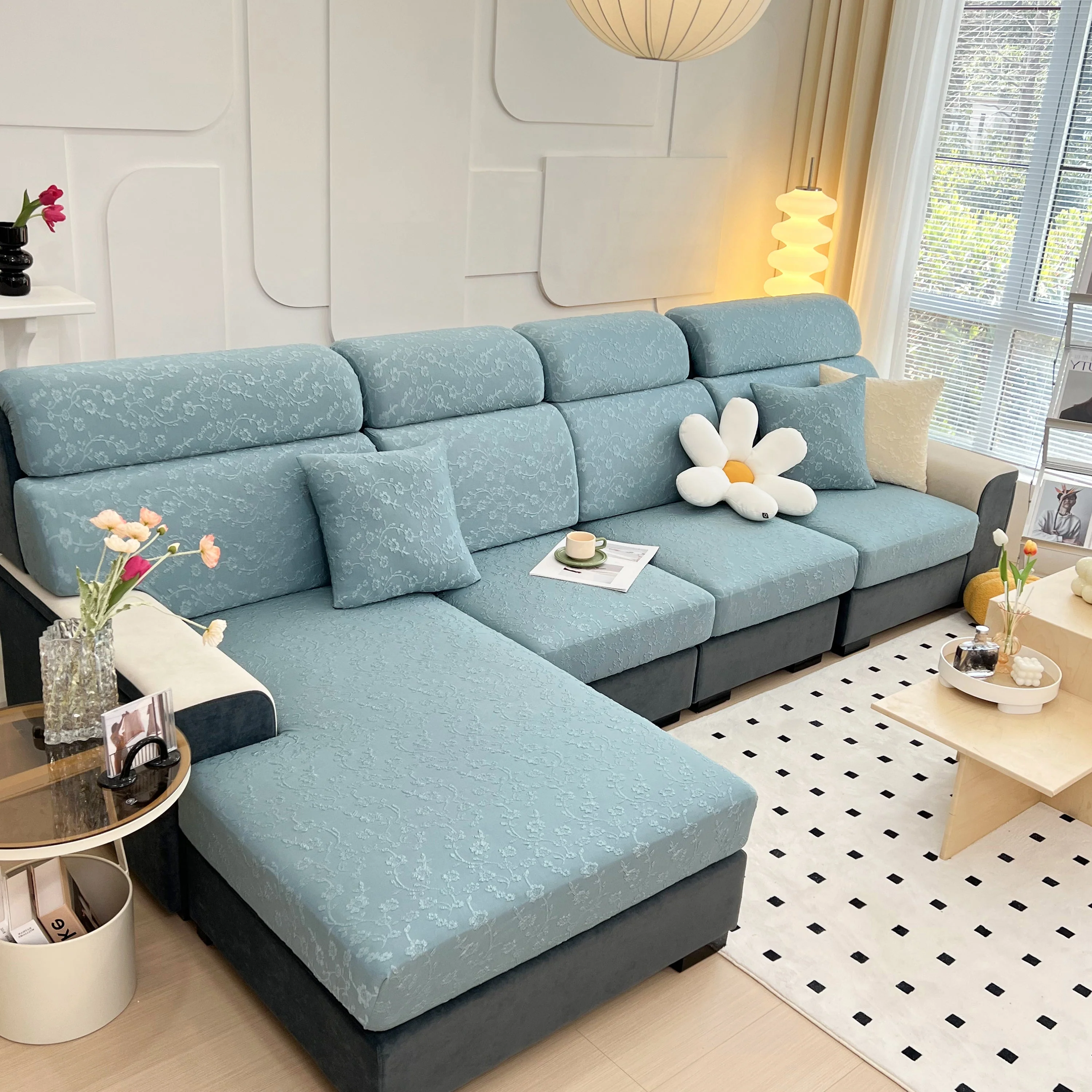 Frost Flower Cooling Silk Fabric Stretch Cushion Cover, Non-Slip Furniture Protector for Kids, Chaise Lounge Cushion Covers - Image 10