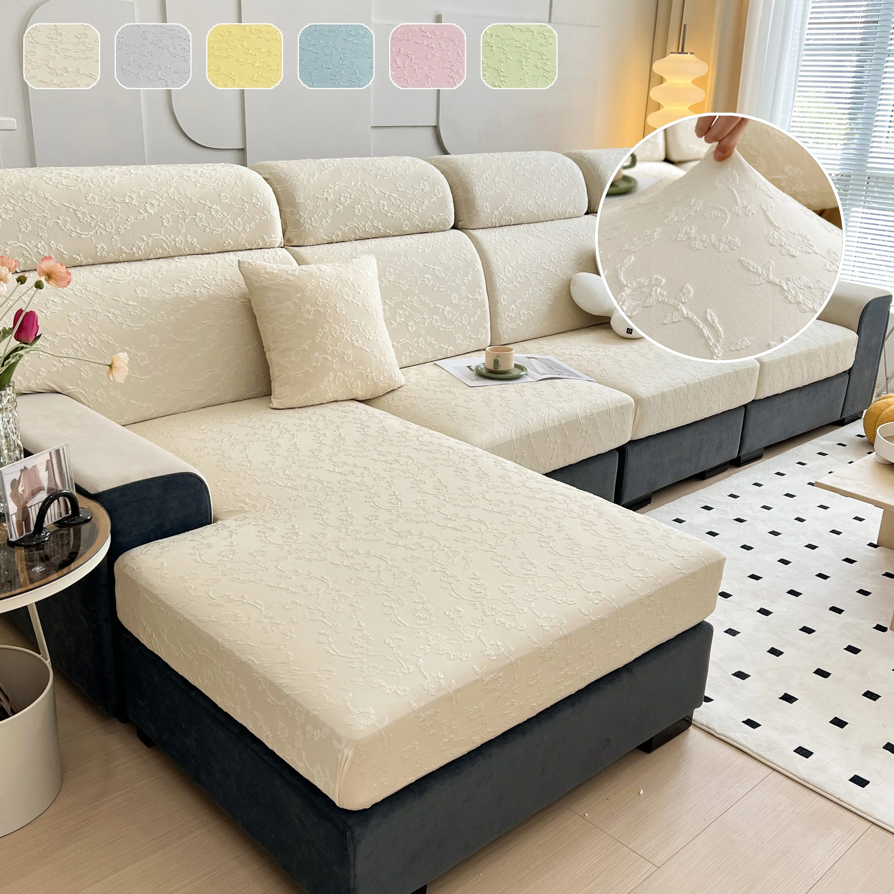Frost Flower Cooling Silk Fabric Stretch Cushion Cover, Non-Slip Furniture Protector for Kids, Chaise Lounge Cushion Covers - Image 11