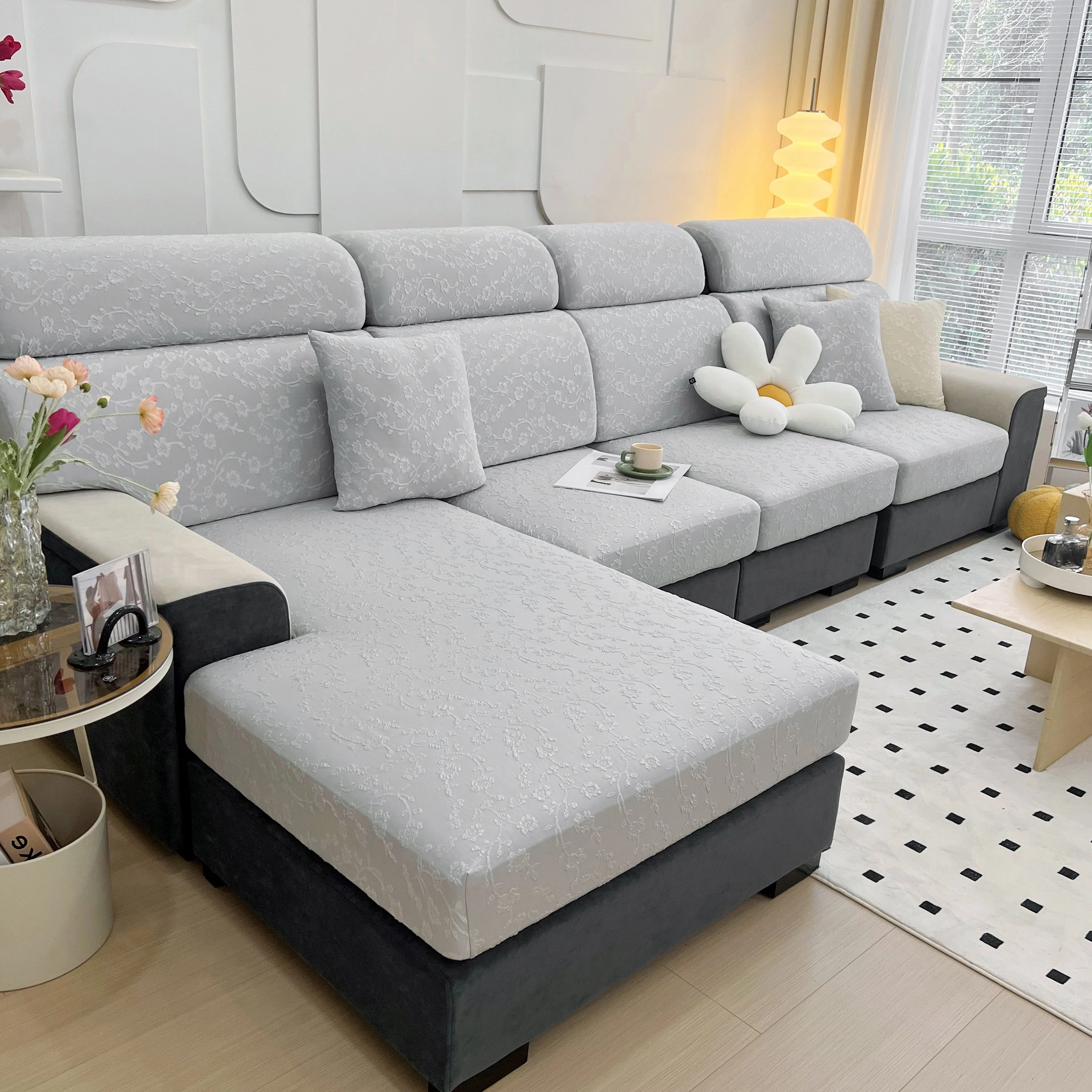 Frost Flower Cooling Silk Fabric Stretch Cushion Cover, Non-Slip Furniture Protector for Kids, Chaise Lounge Cushion Covers - Image 13