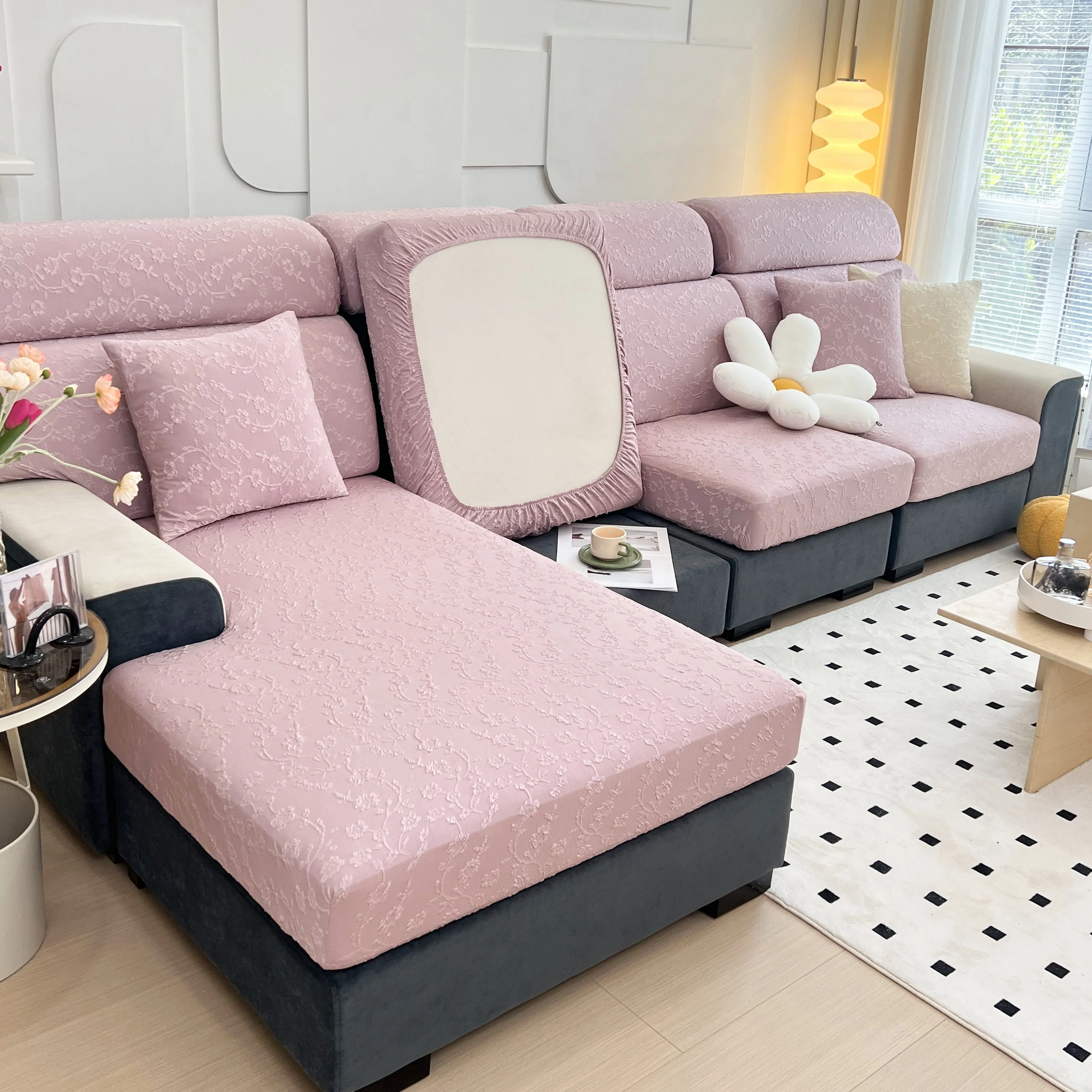 Frost Flower Cooling Silk Fabric Stretch Cushion Cover, Non-Slip Furniture Protector for Kids, Chaise Lounge Cushion Covers - Image 17