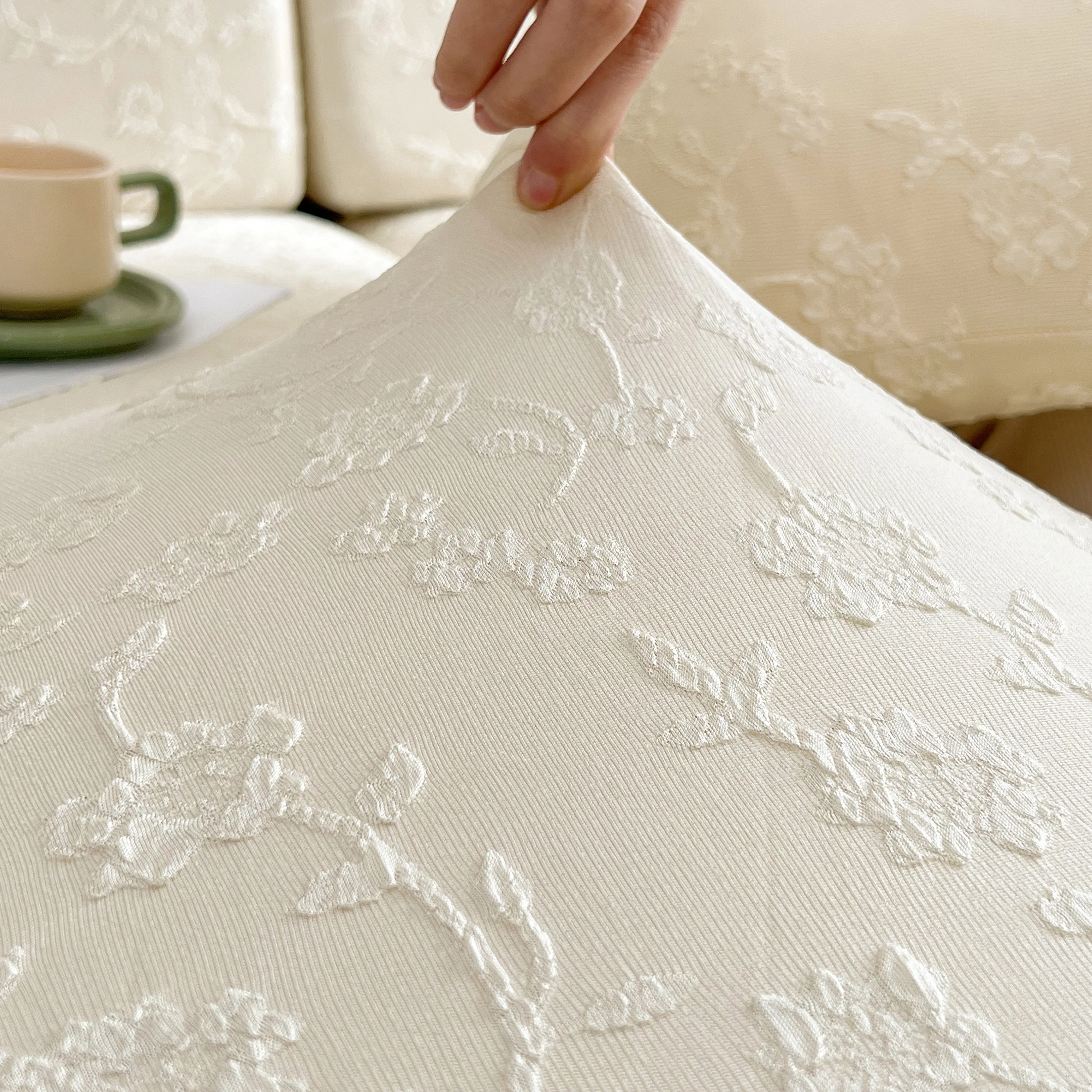 Frost Flower Cooling Silk Fabric Stretch Cushion Cover, Non-Slip Furniture Protector for Kids, Chaise Lounge Cushion Covers - Image 2